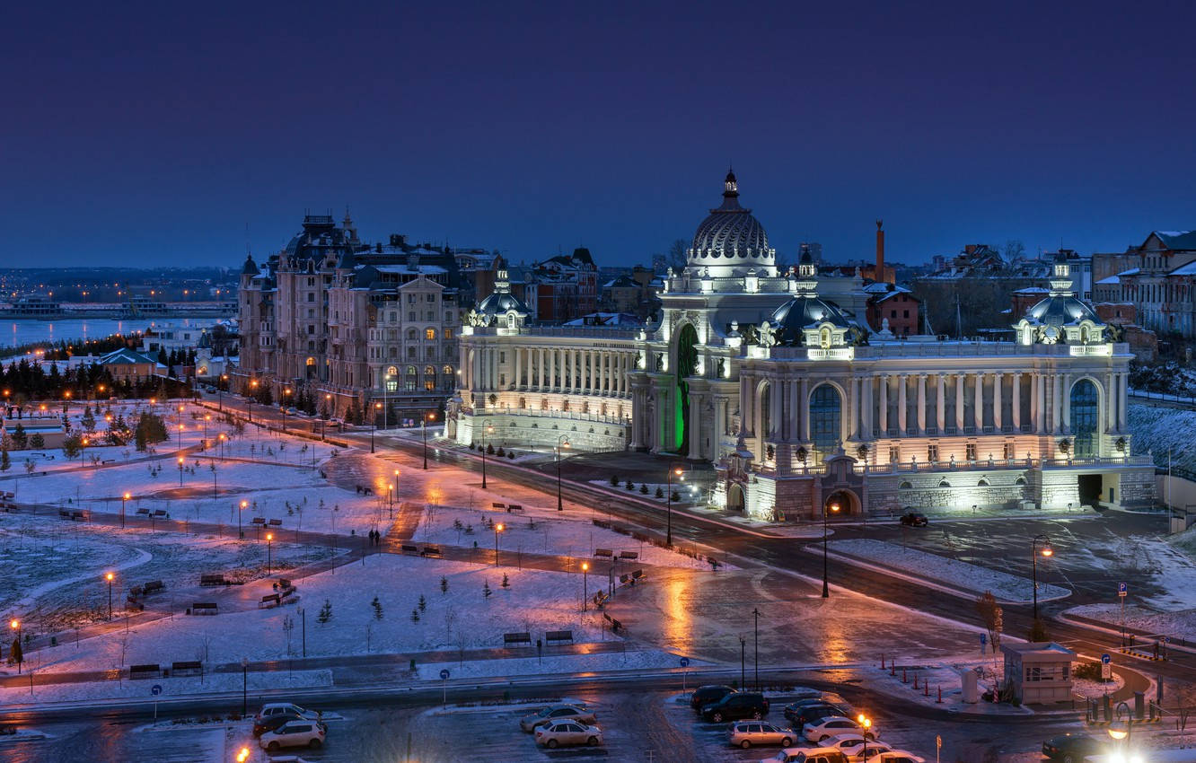 Kazan Cathedral Cold Winter Background