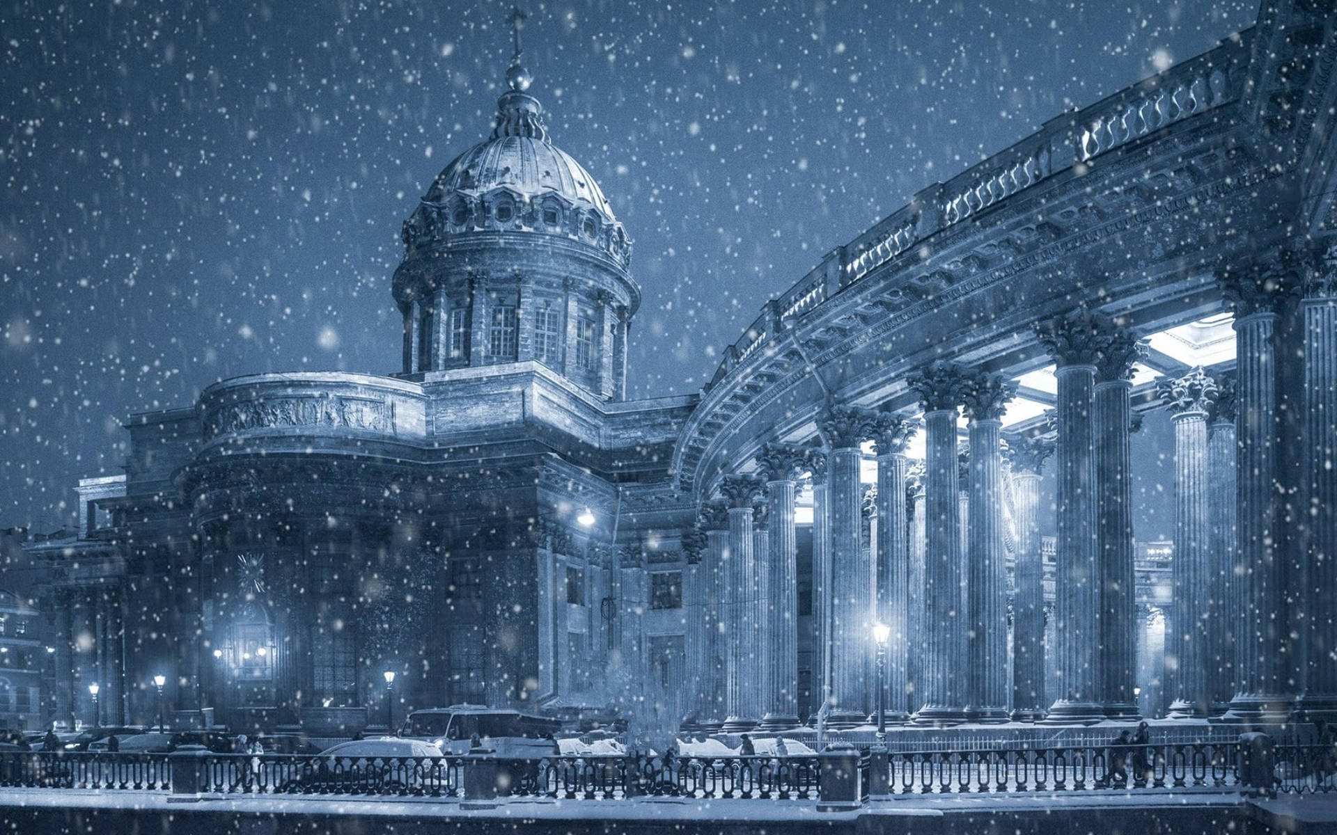 Kazan Cathedral In Winter Season Background