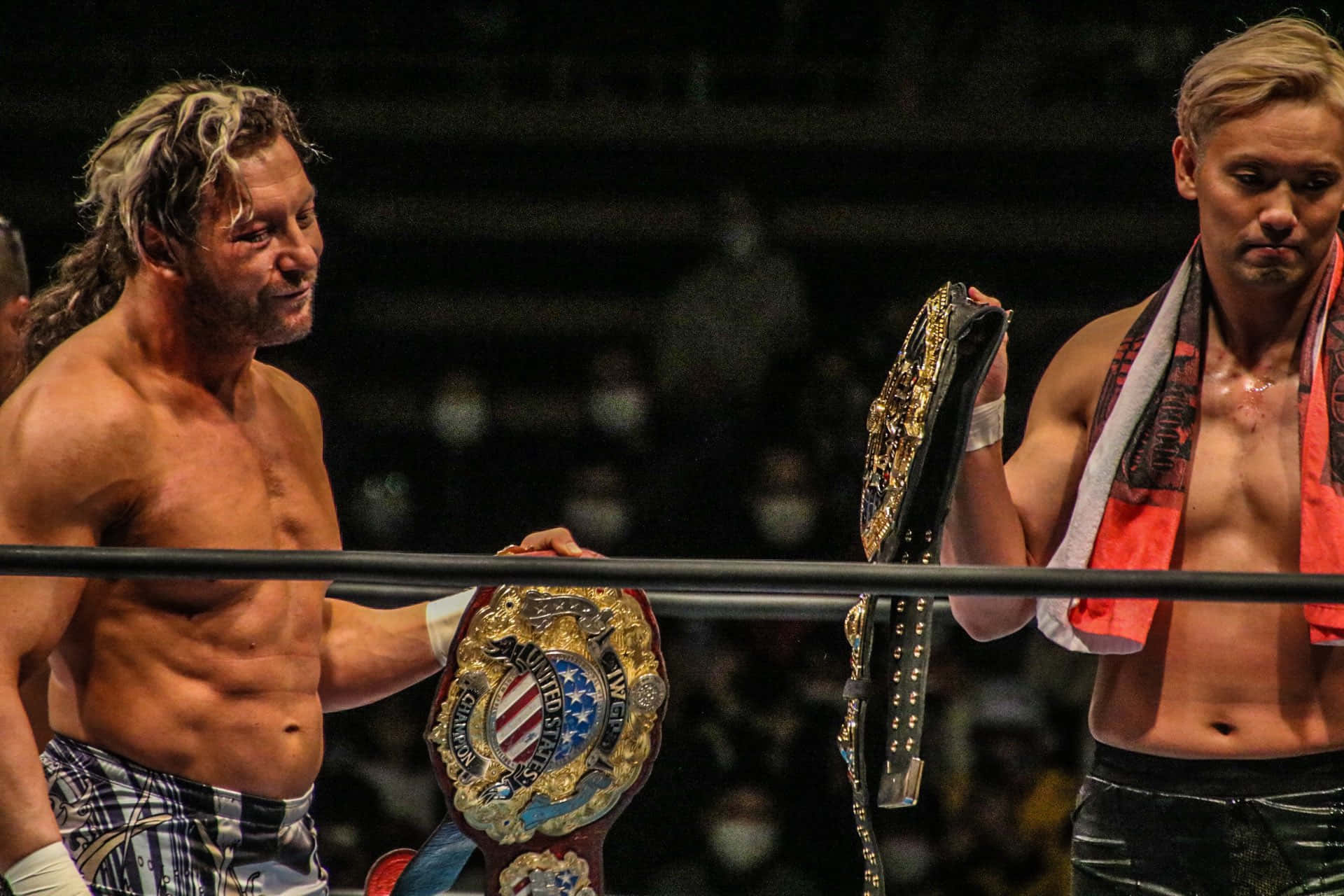 Kazuchika Okada With Wrestler Kenny Omega