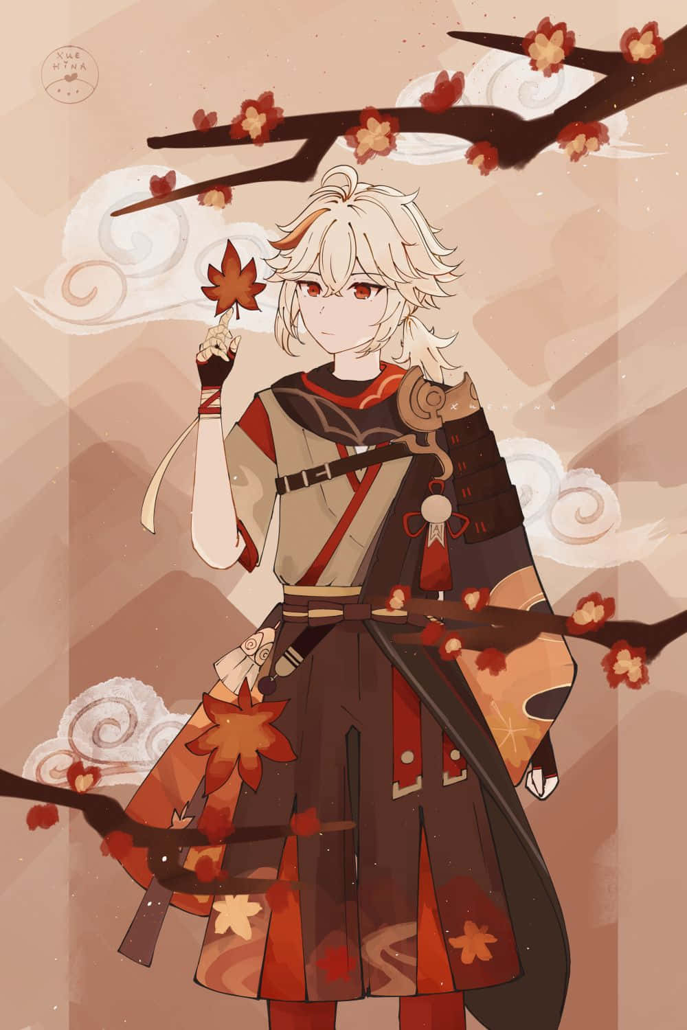 Kazuha Fanart Drawing Maple Leaf