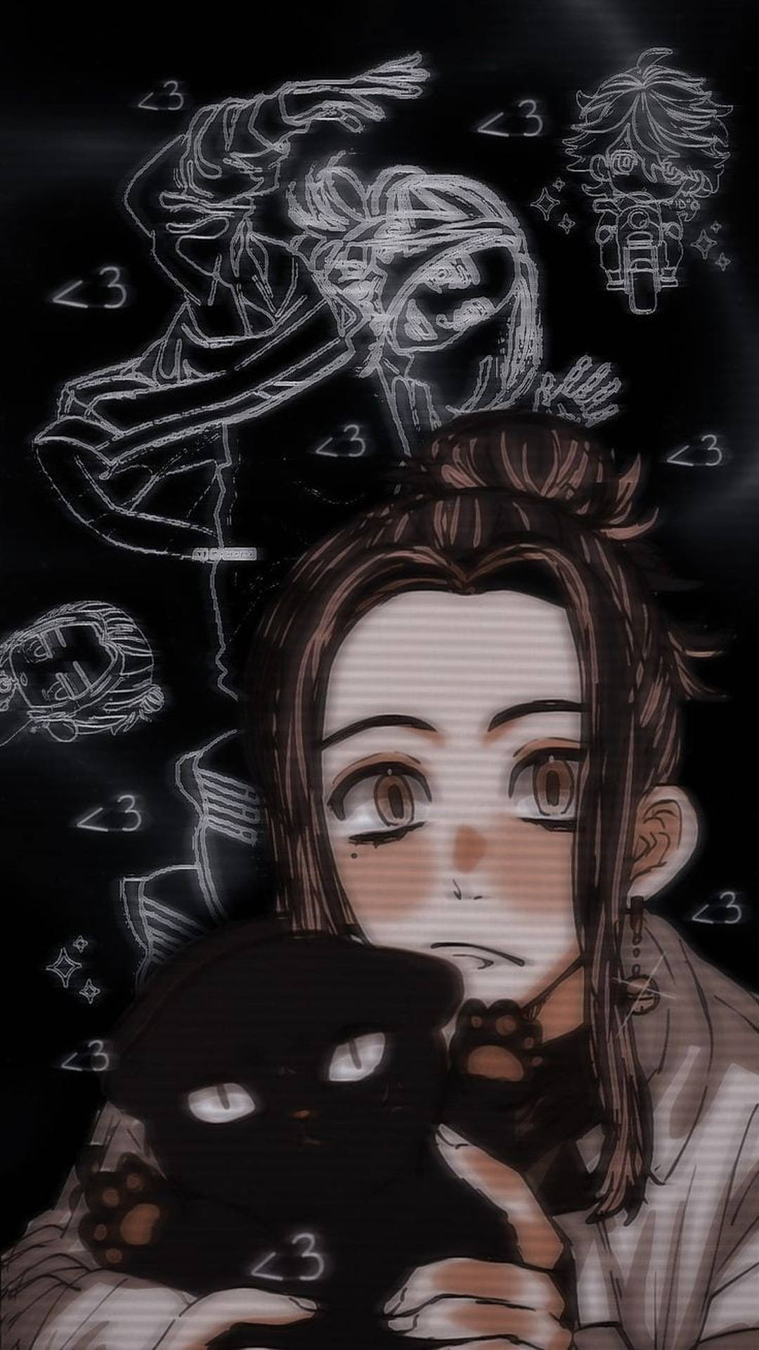 Kazutora Hanemiya With Black Cat Background
