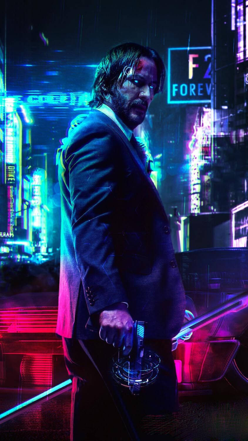 Keanu As Johnny Cyberpunk 2077 Iphone Background