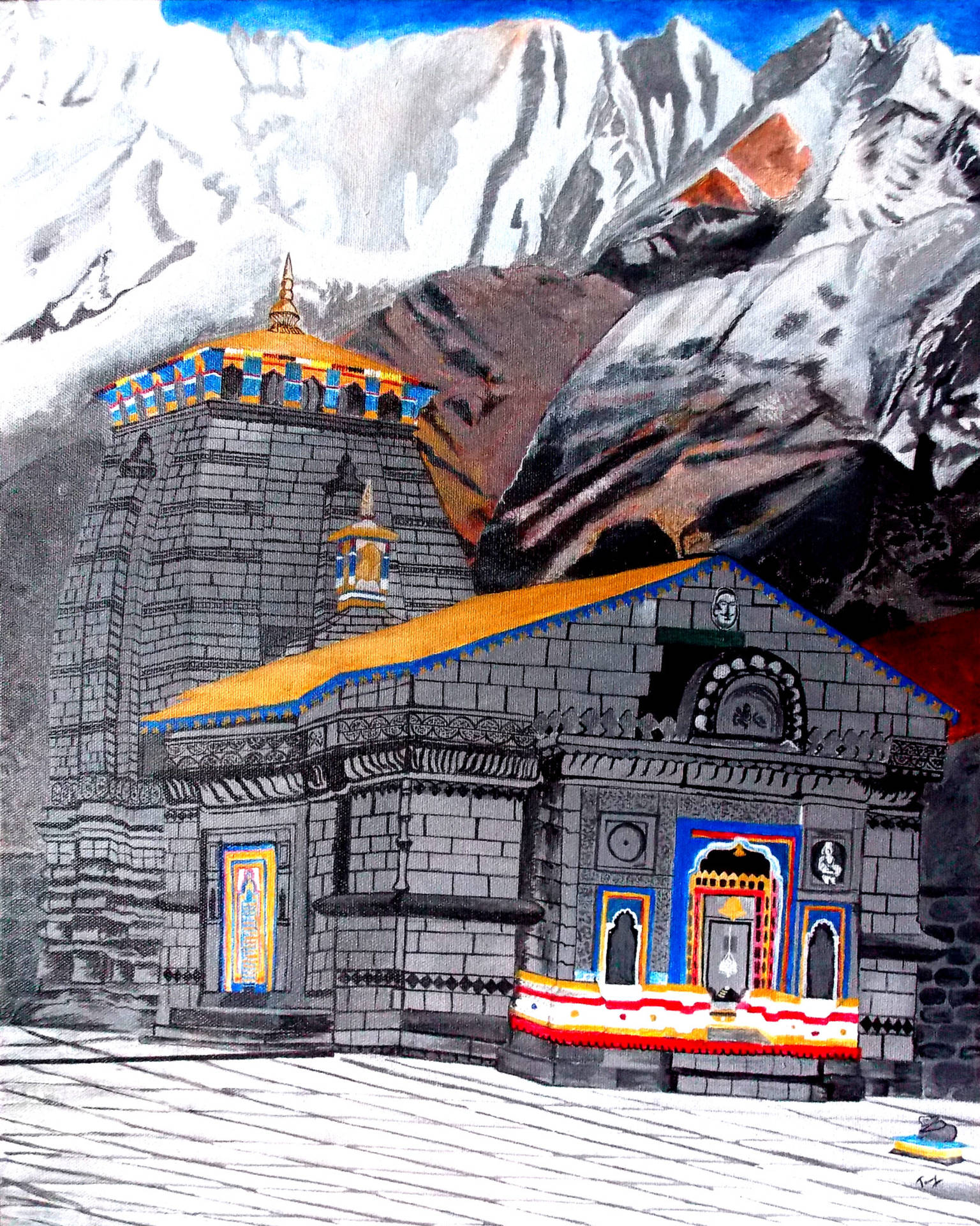 Kedarnath Temple 4k Illustration