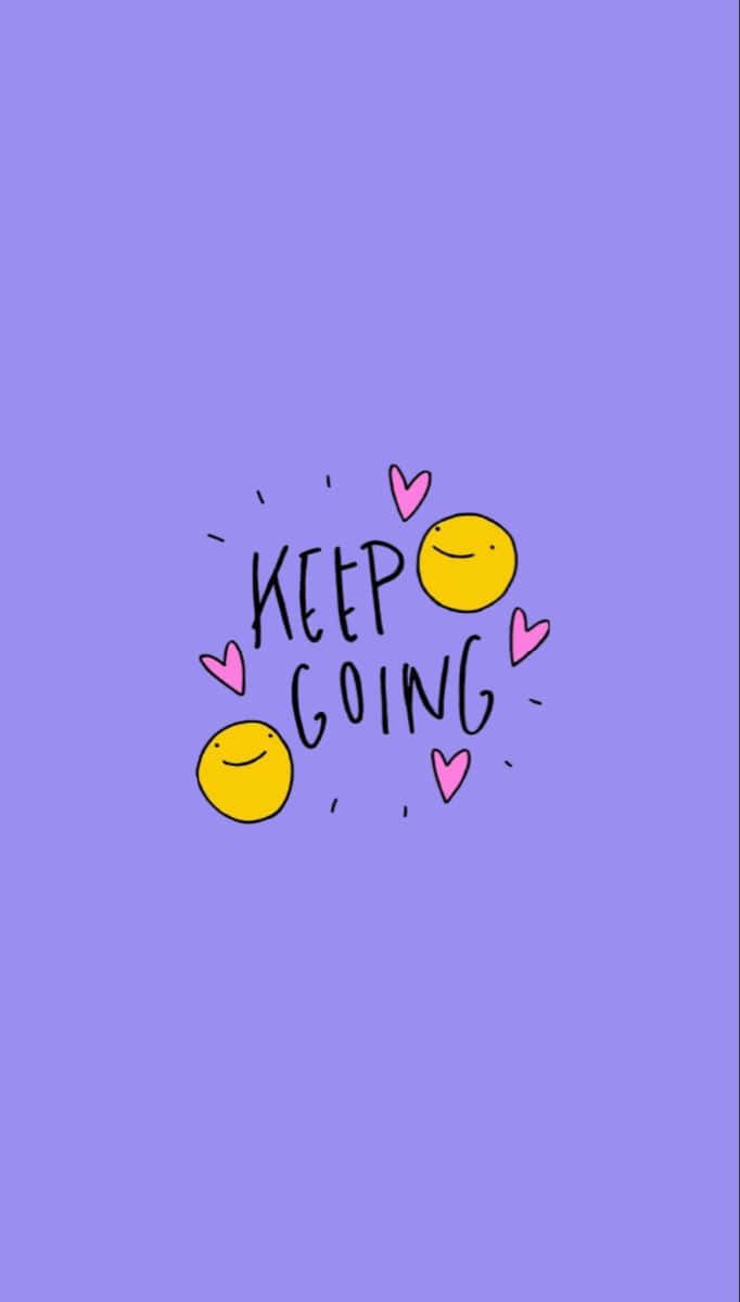 Keep Going - A Cute Illustration Of A Yellow Heart With The Words Keep Going Background