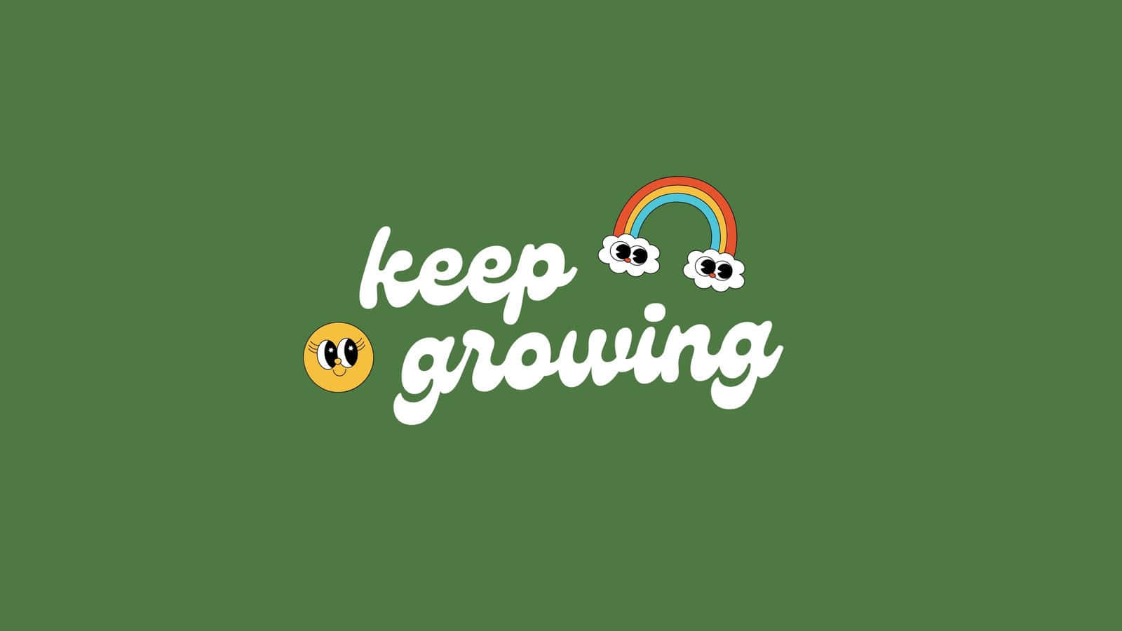 Keep Growing Logo With A Rainbow And A Smiley Face Background
