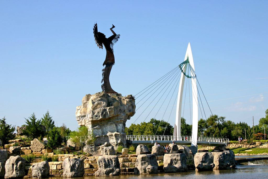 Keeper Of The Plains In Wichita Background