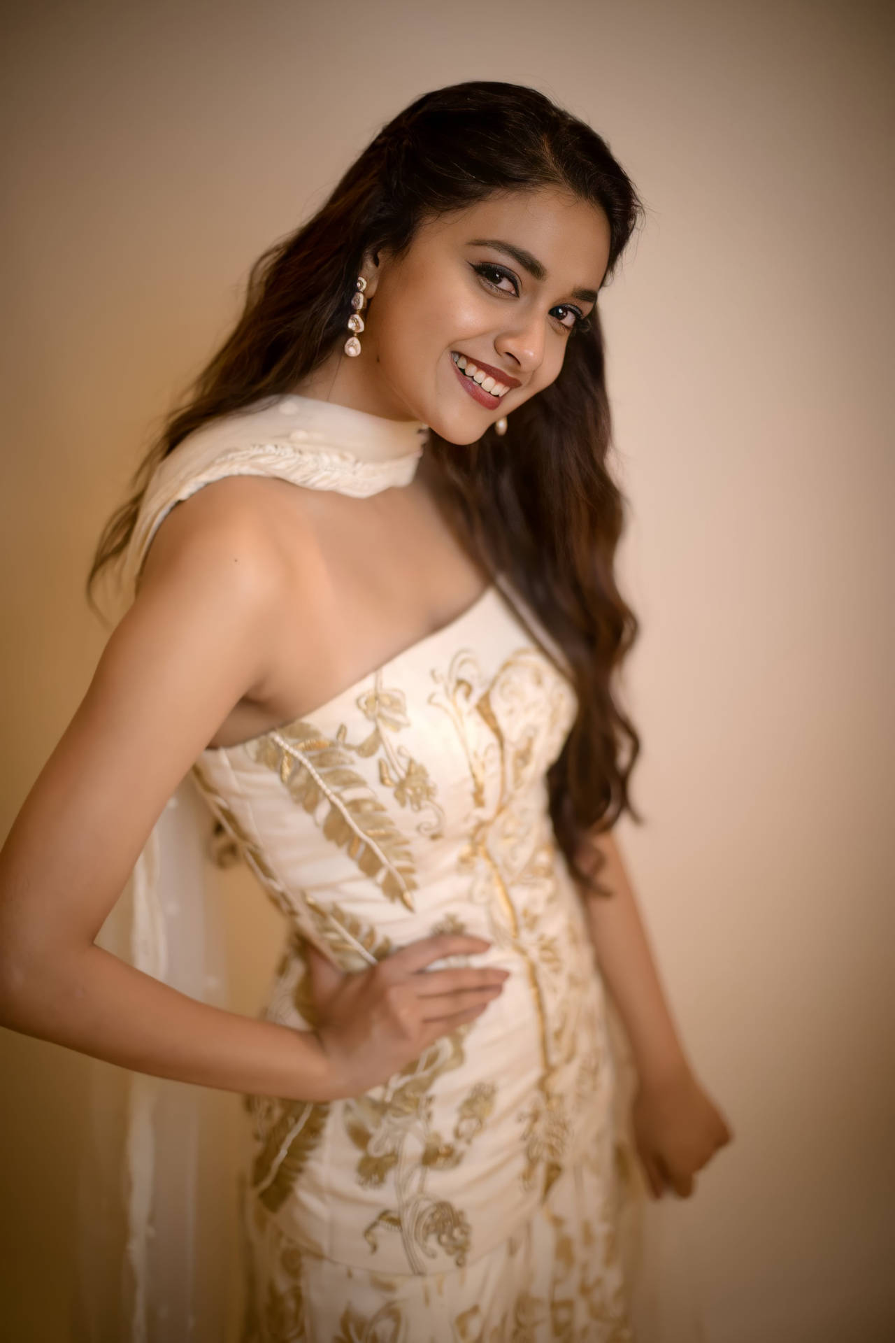 Keerthi Suresh Strapless Dress Background