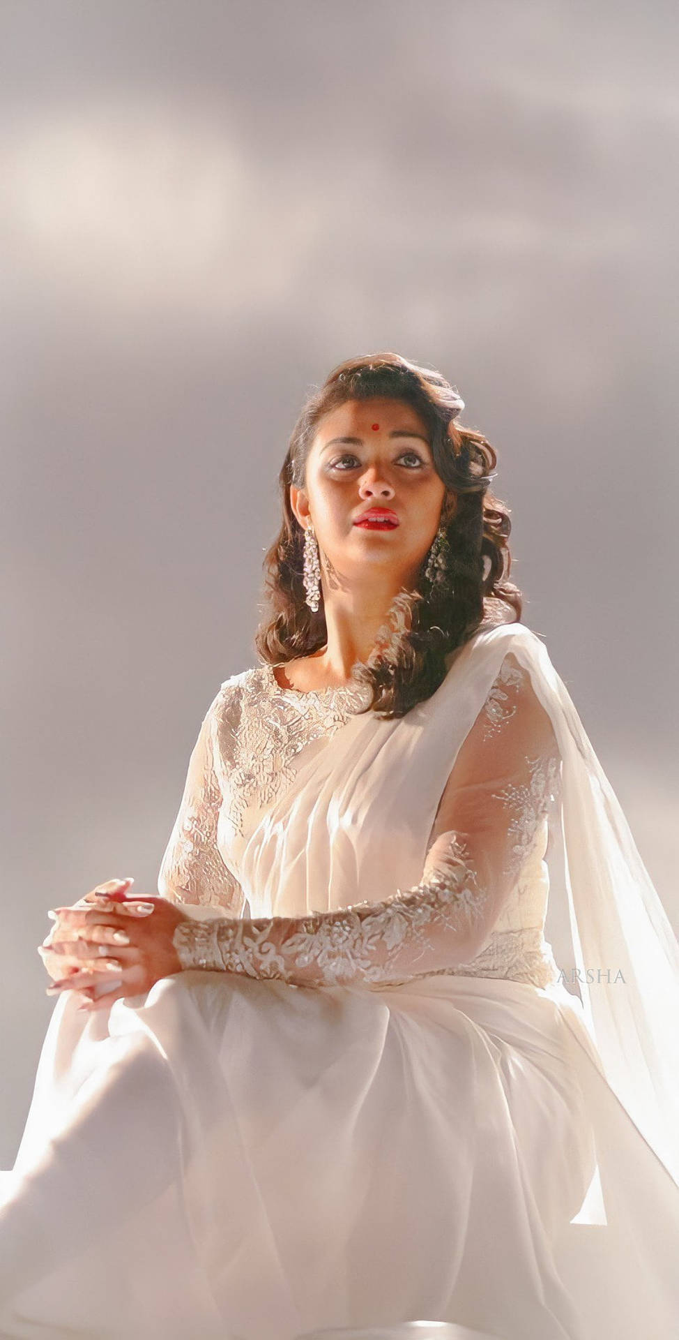 Keerthi Suresh White Chiffon Dress Background