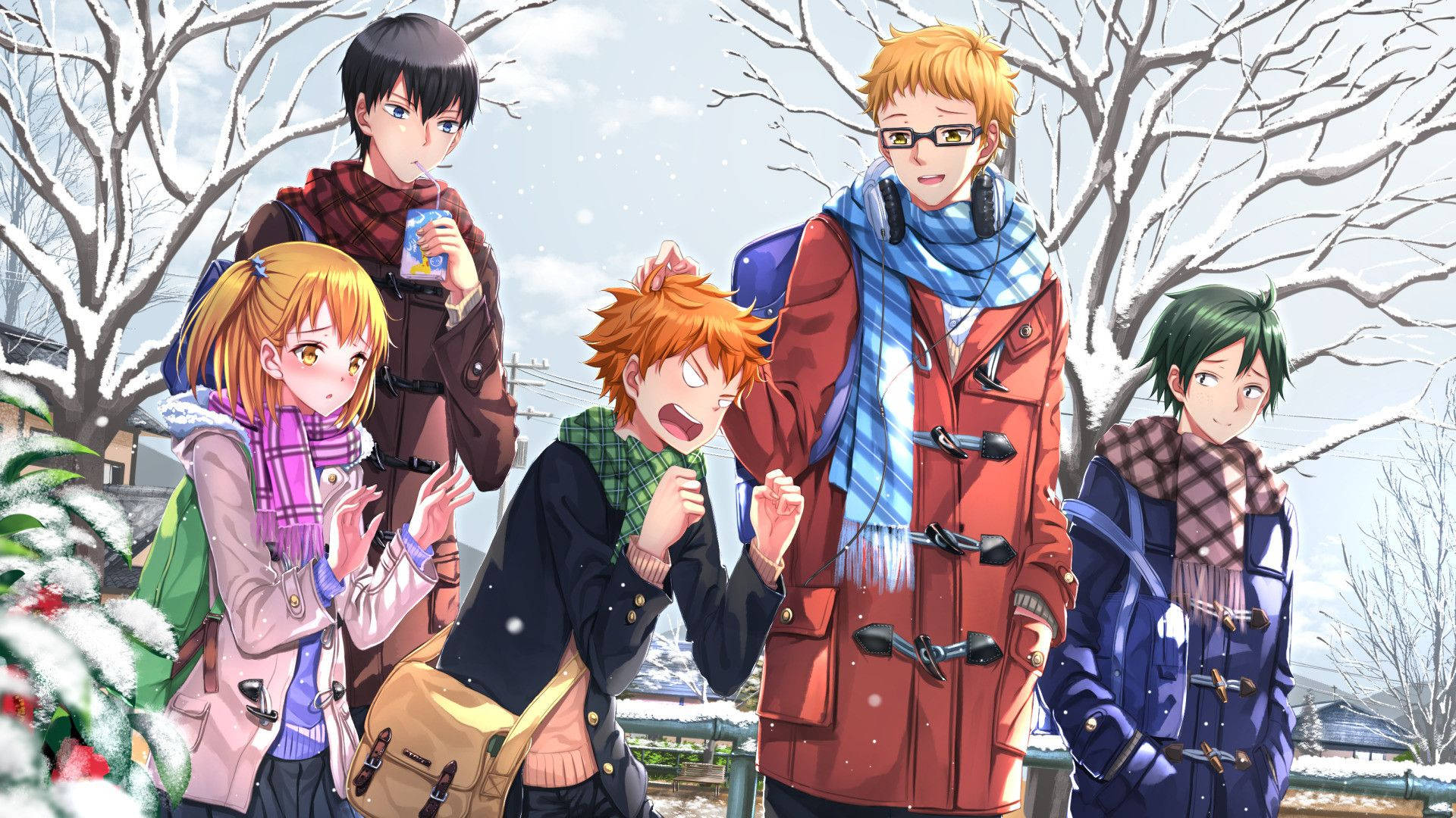 Kei Tsukishima And Friends Winter Day Background