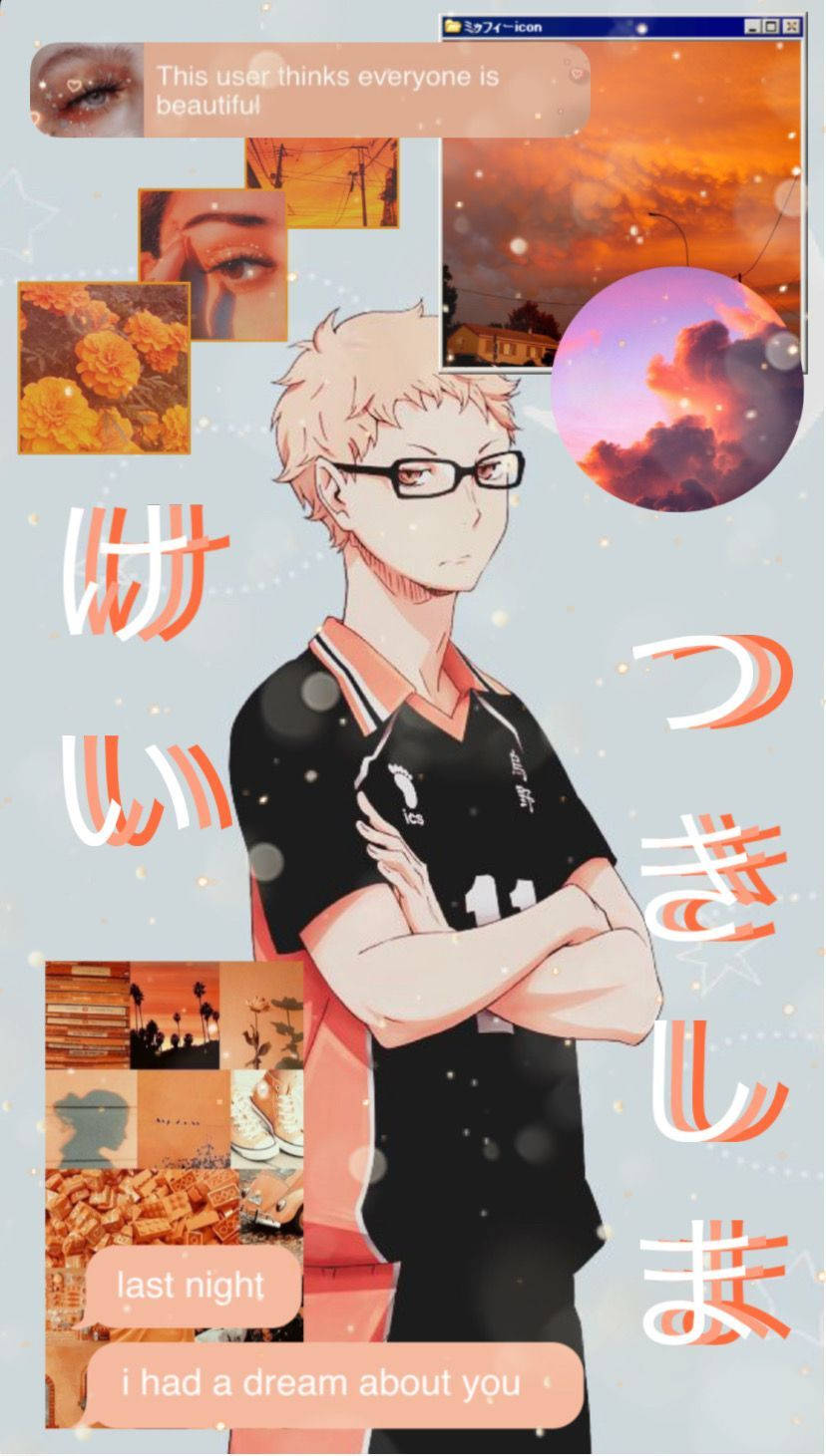 Kei Tsukishima Snob Orange Mood Board Background