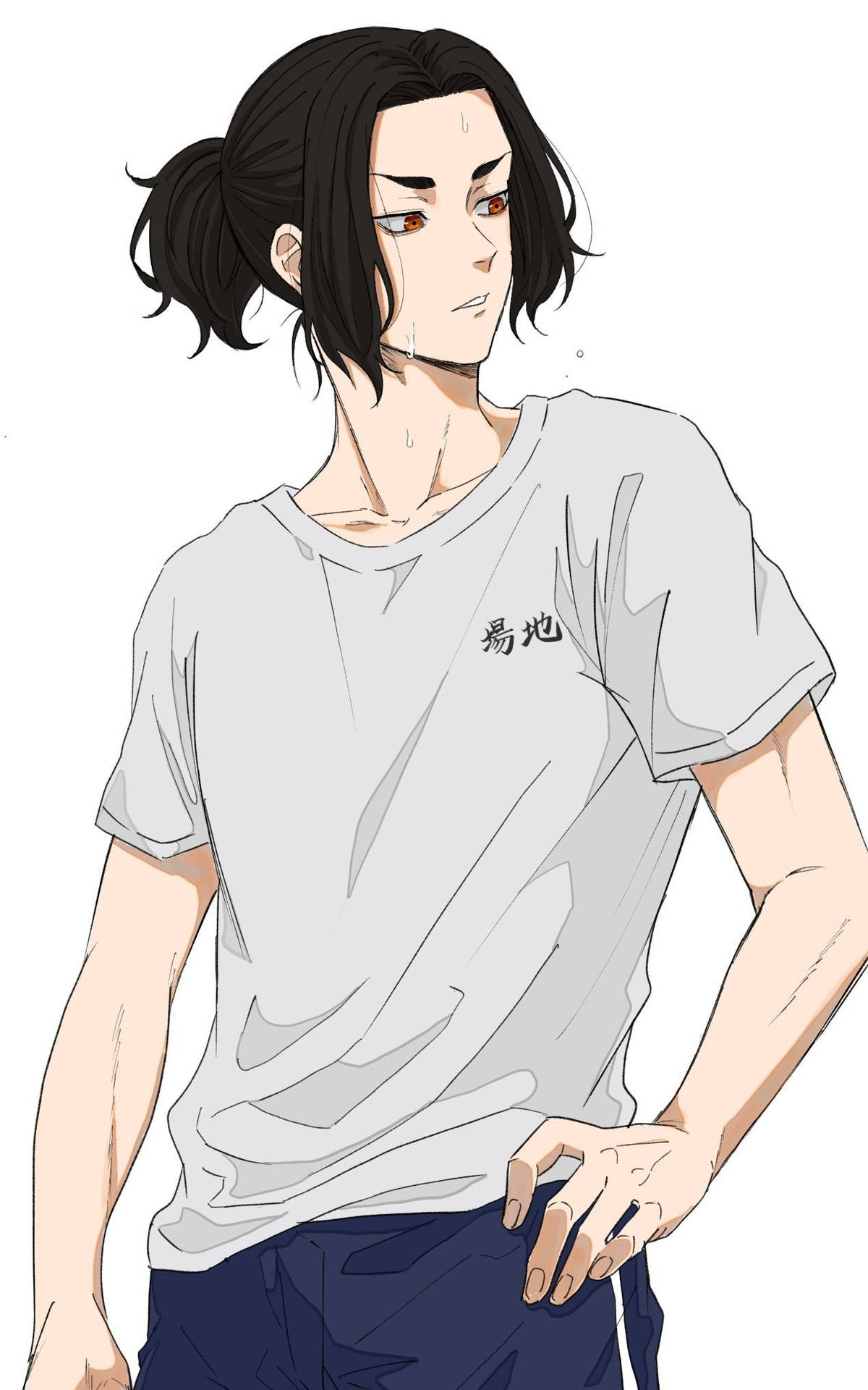 Keisuke Baji Proudly Showcasing His Gym Shirt Background