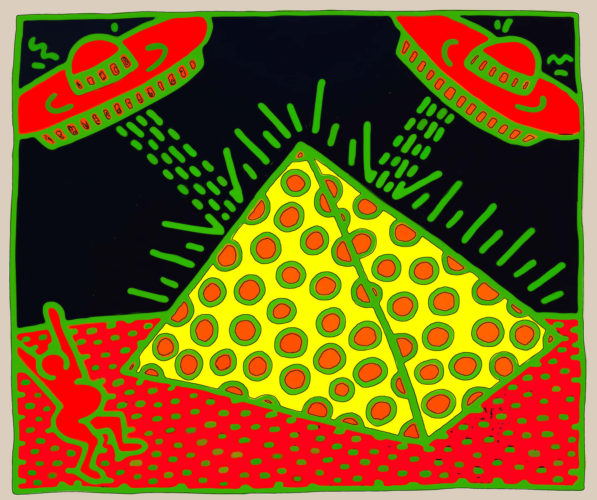Keith Haring Alien Dance Artwork Background