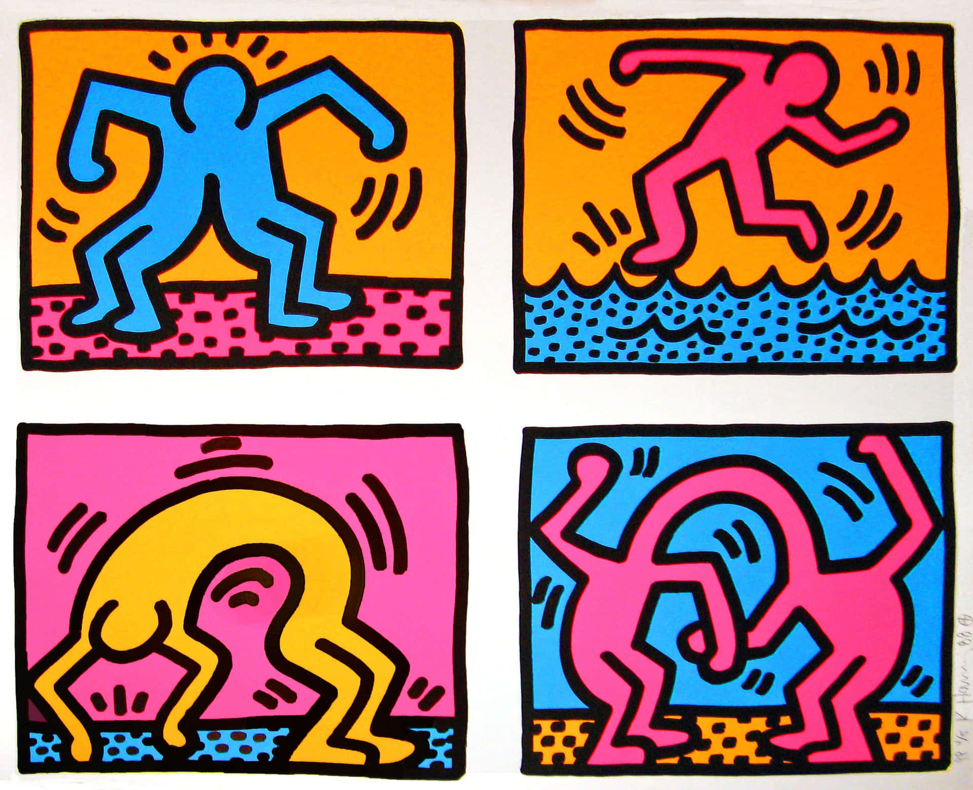Keith Haring Four Panel Artwork Background