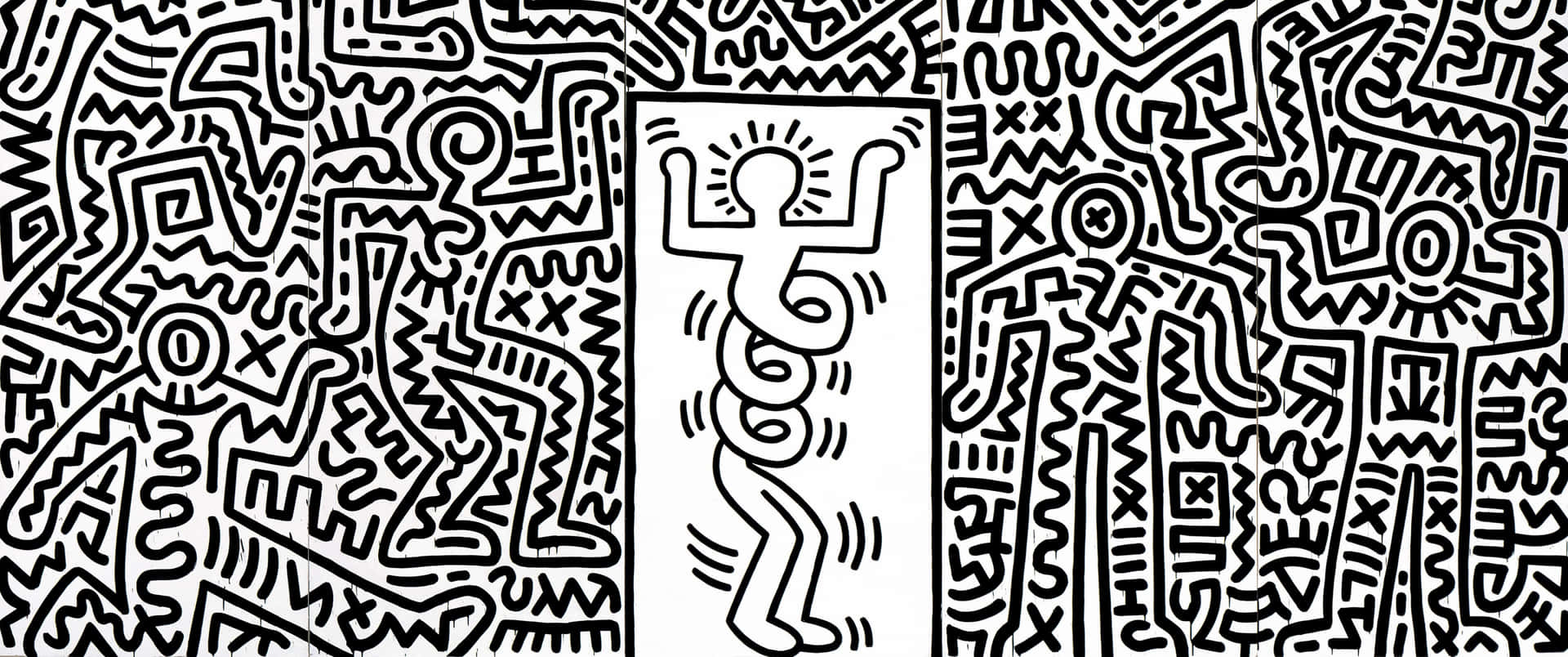 Keith Haring Inspired Figuresand Patterns Background