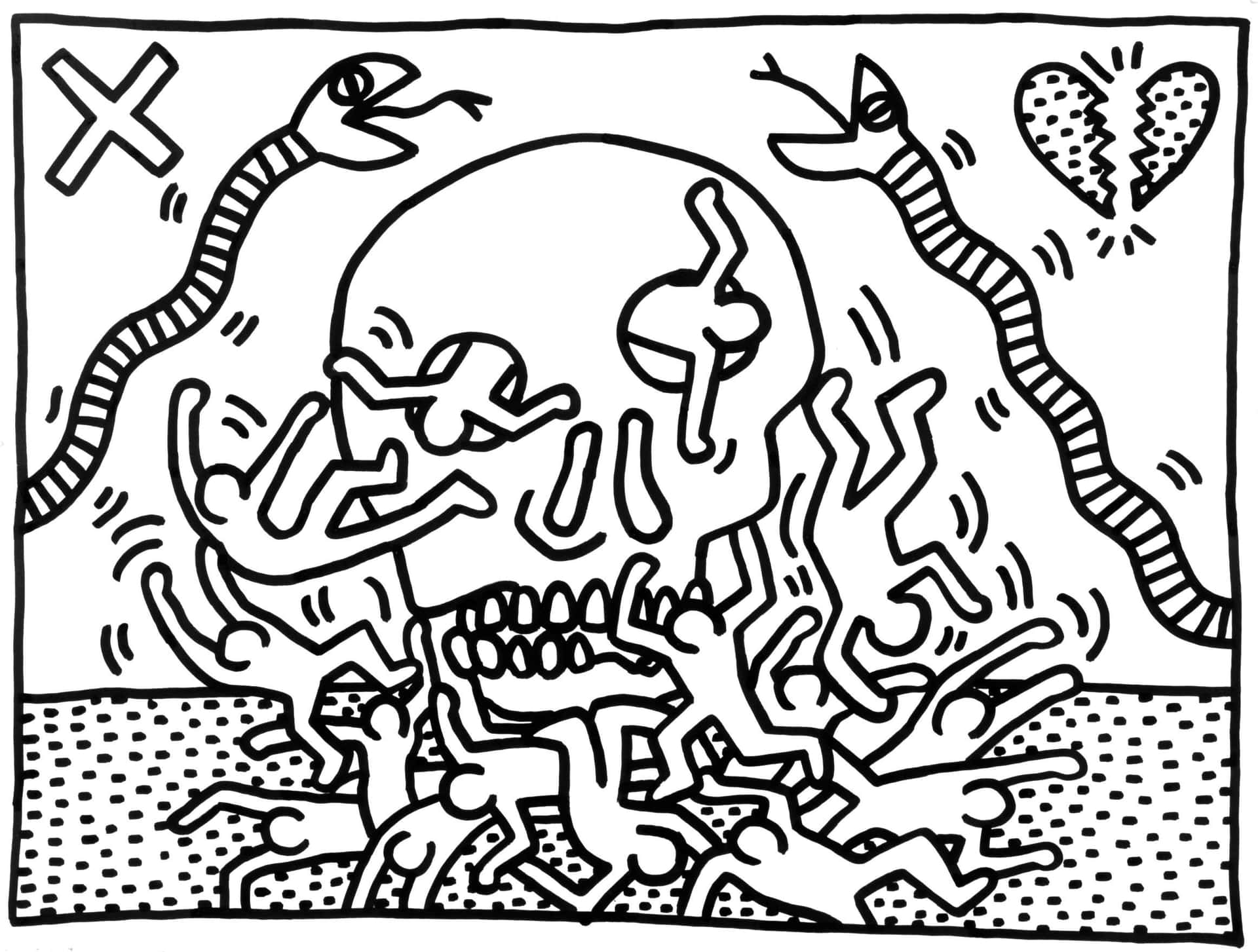 Keith Haring Intricate Doodle Art Background