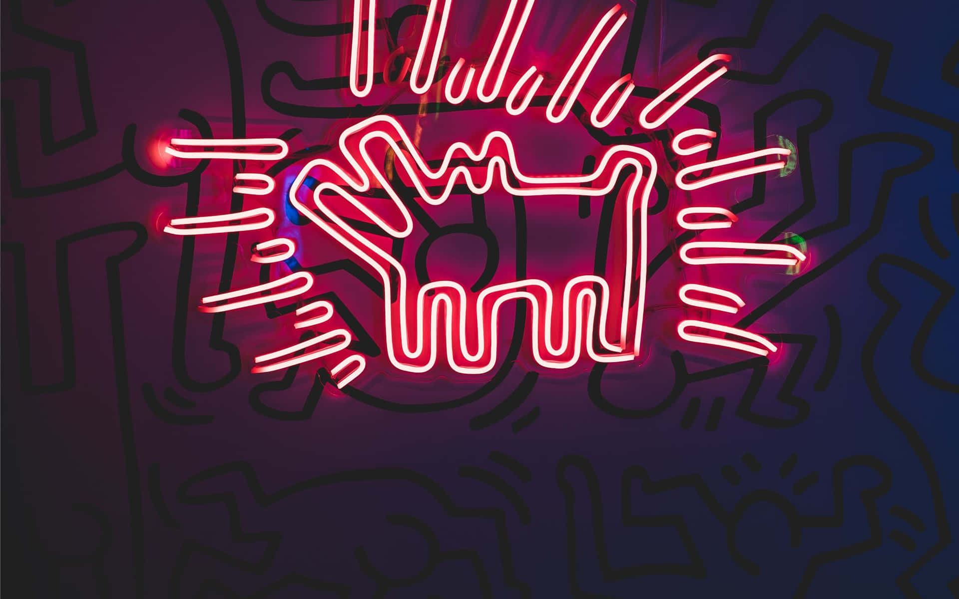 Keith Haring Neon Artwork Background