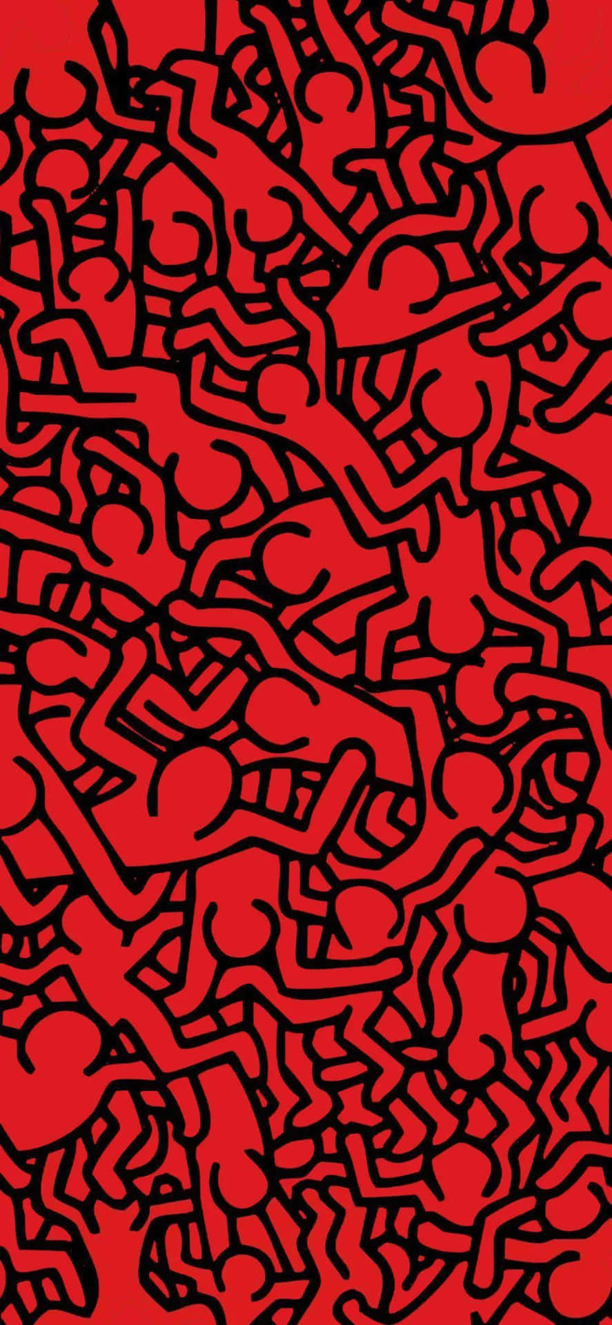 Keith Haring Red Abstract Art Background