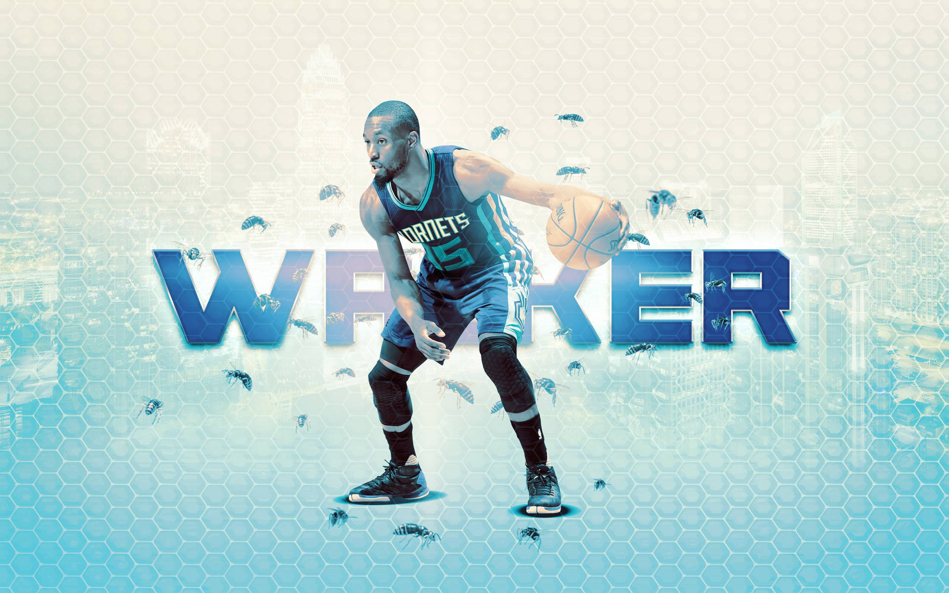 Kemba Walker Honeycomb Bees Art Background