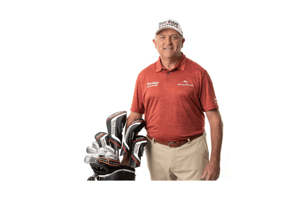 Ken Duke And Golf Clubs Background