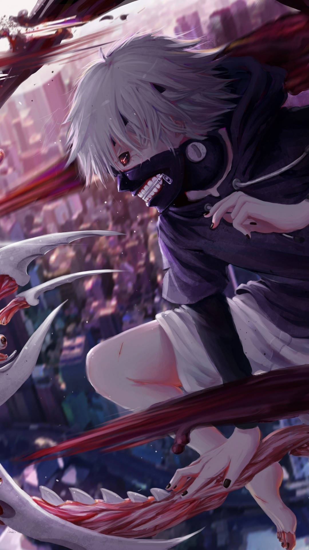 Ken Fighting Rooftop Tokyo Ghoul Iphone Background Background