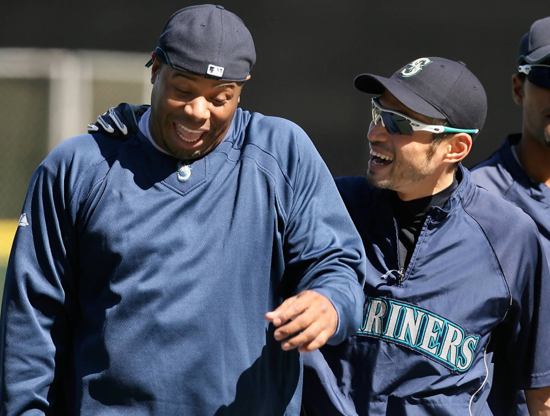 Ken Griffey Jr Laughing With Suzuki