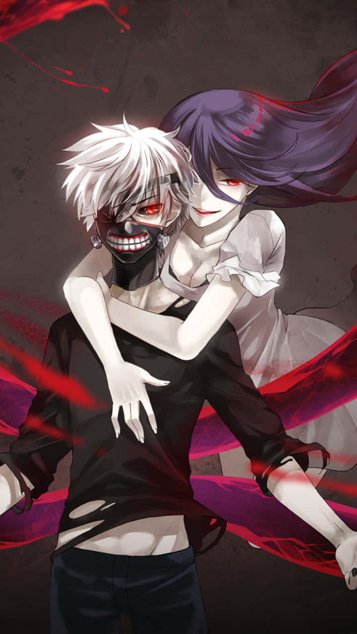 Ken Kaneki And Rize Kamishiro Tokyo Ghoul Anime Background