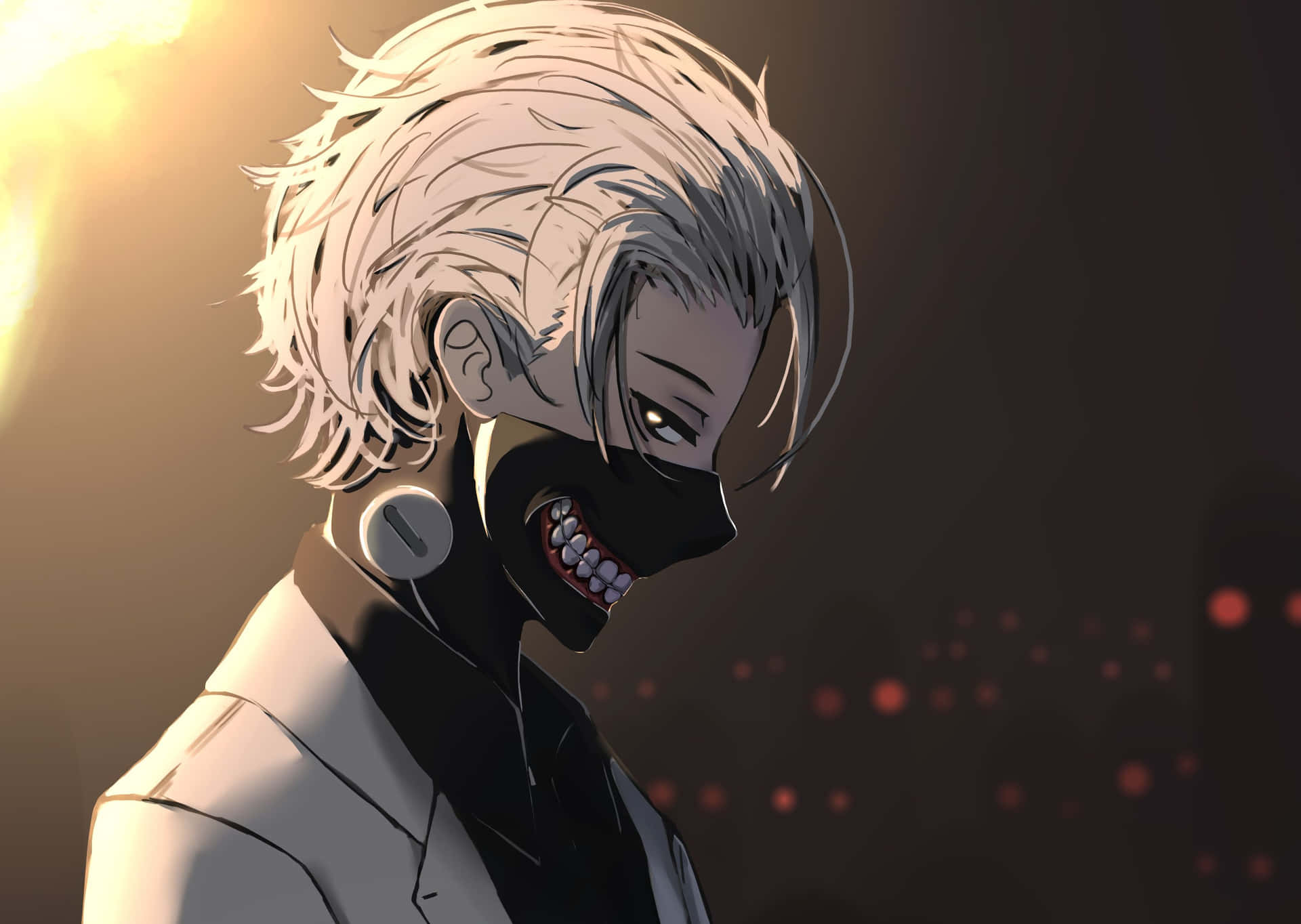 Ken Kaneki Anime Sad Face In Side Profile Background
