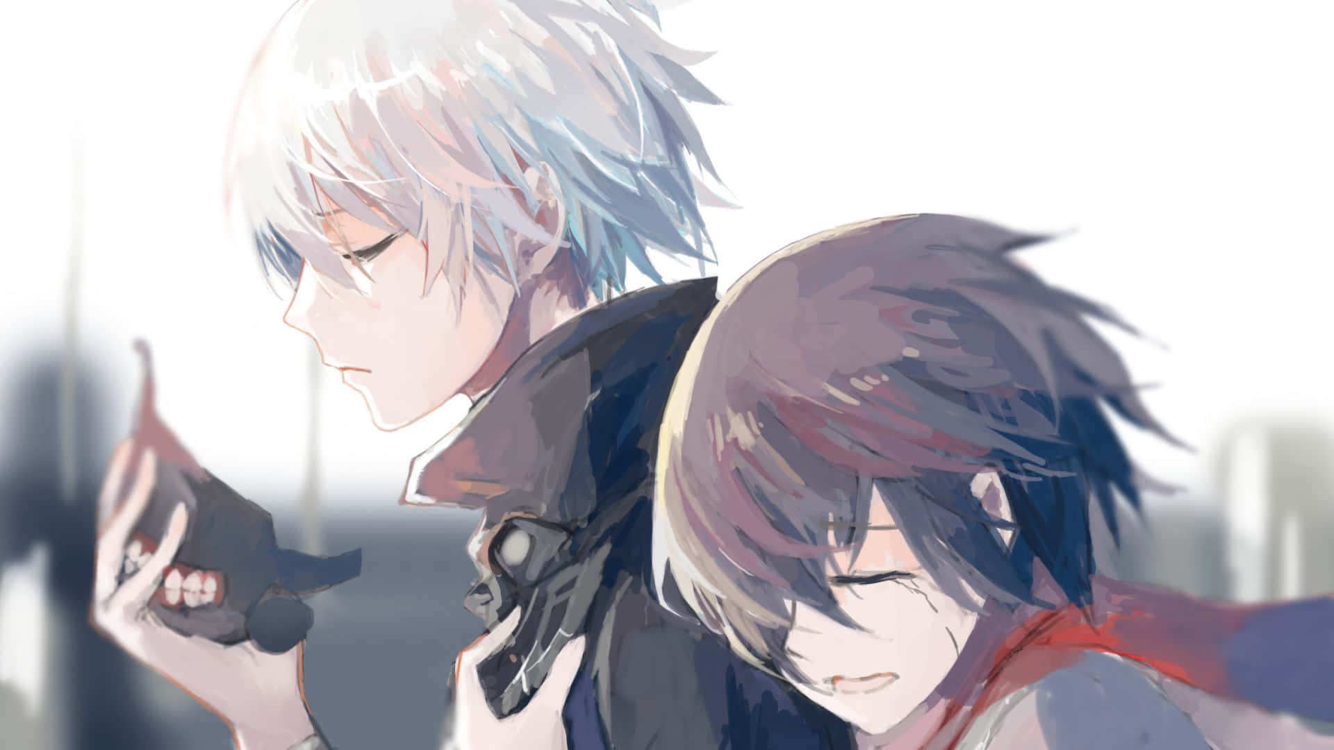 Ken Kaneki Sad And Touka Background