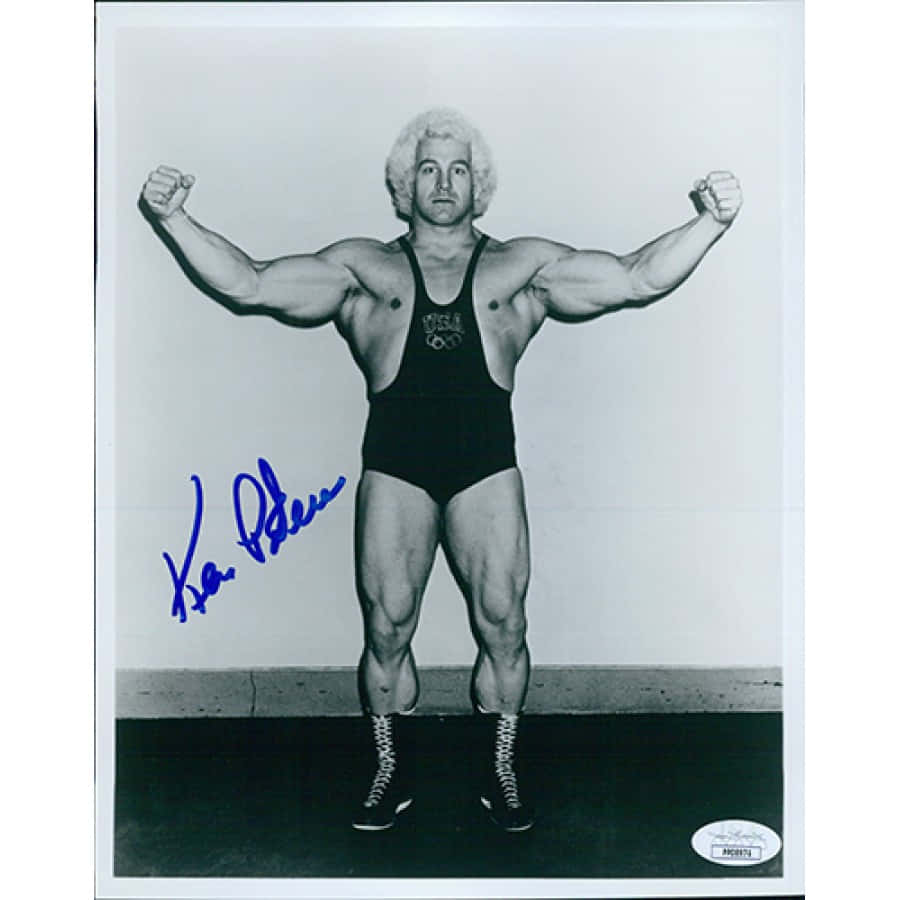 Ken Patera Autographed Vintage Grayscale Photo Background