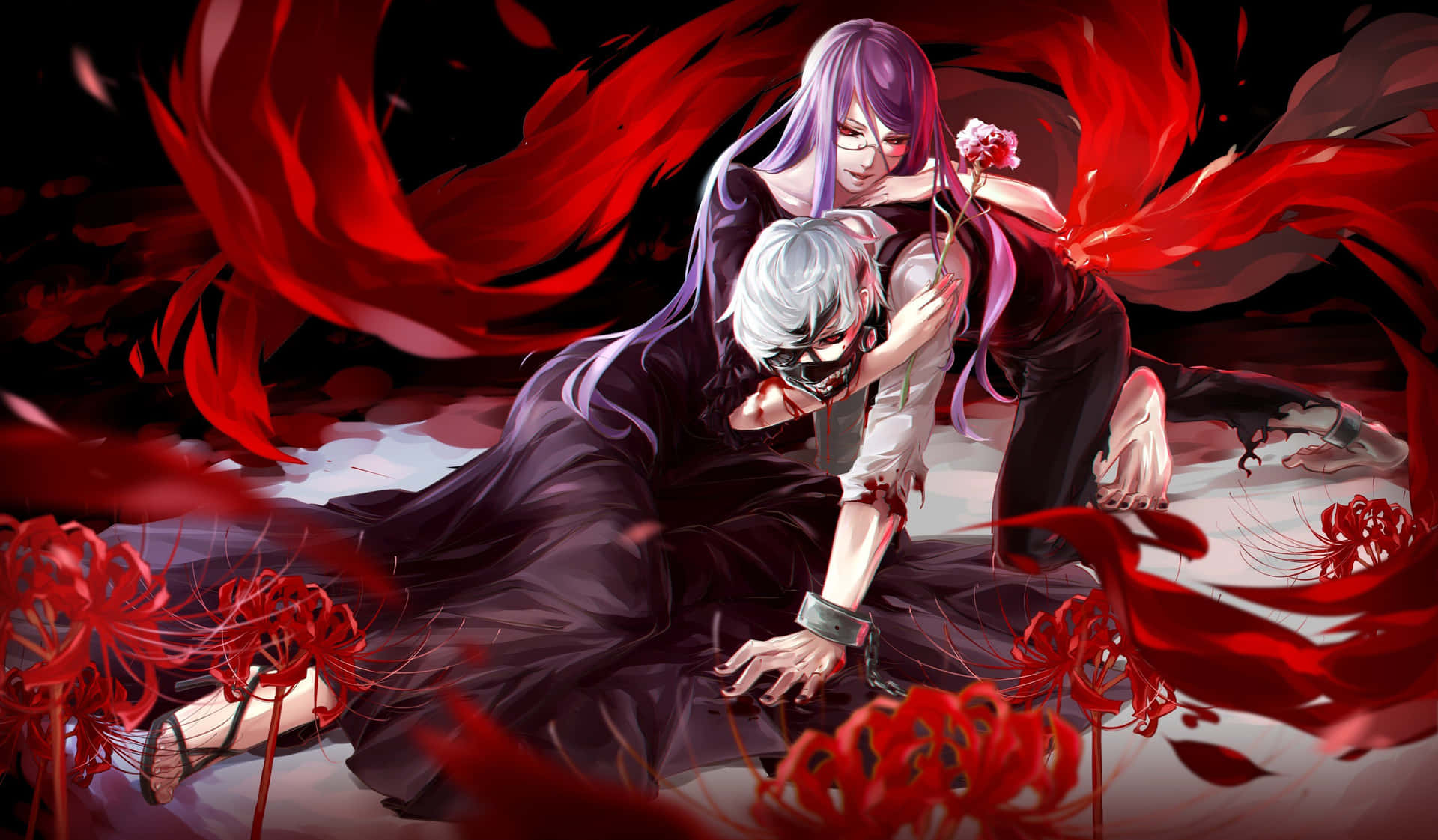 Ken & Rize With Tokyo Ghoul Flower