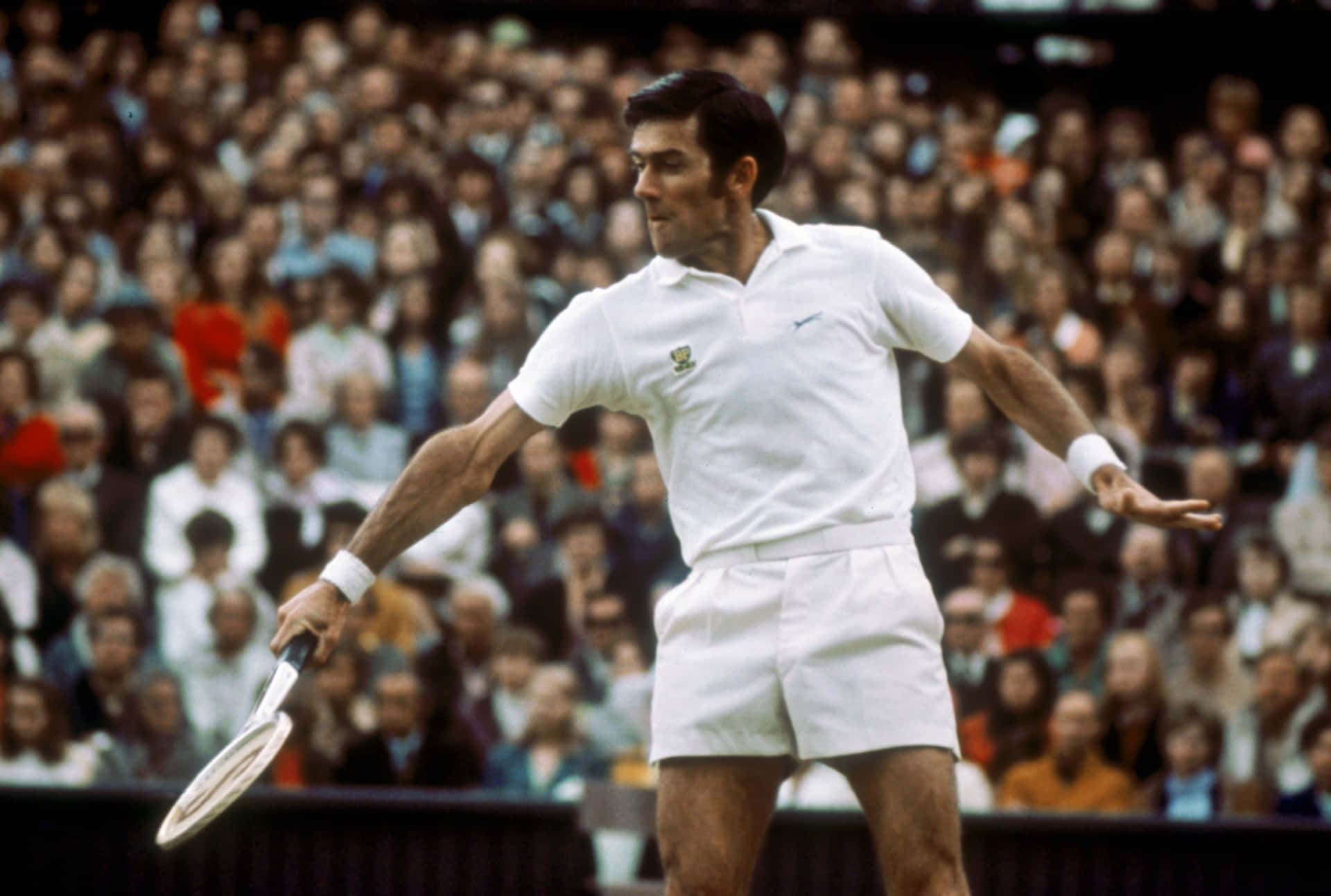 Ken Rosewall Fronthand Shot Tennis Photography Background