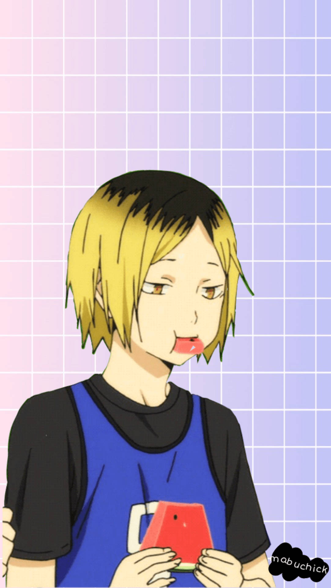 Kenma Eating A Watermelon Background