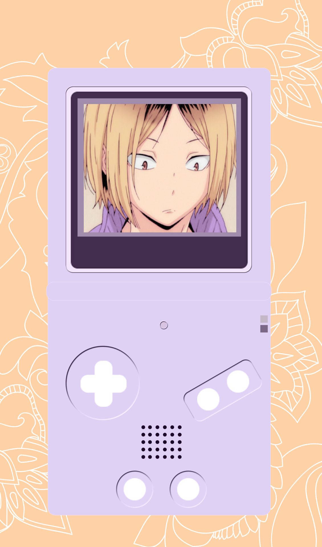 Kenma In A Purple Gameboy Background
