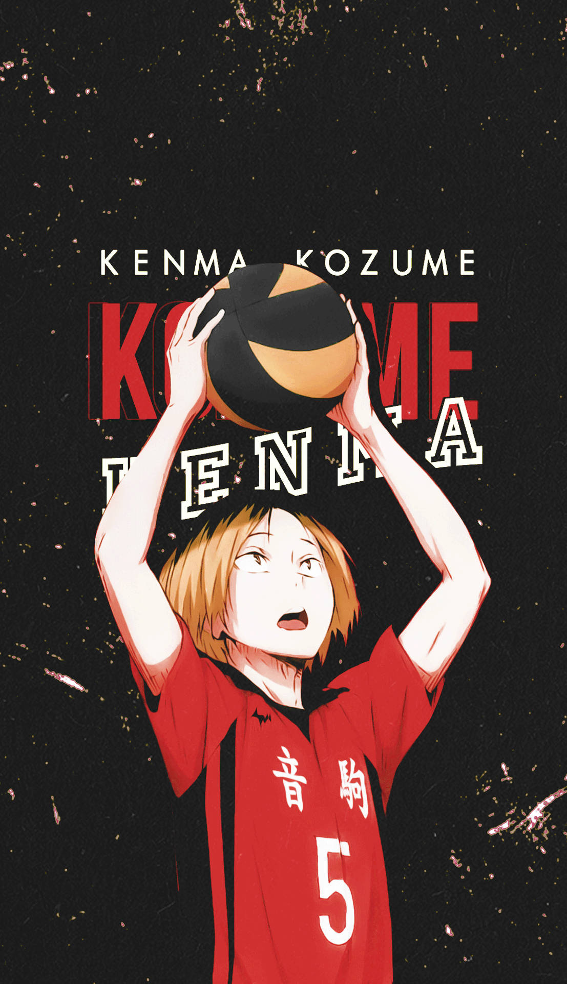 Kenma Kozume Black And Yellow Volleyball Background