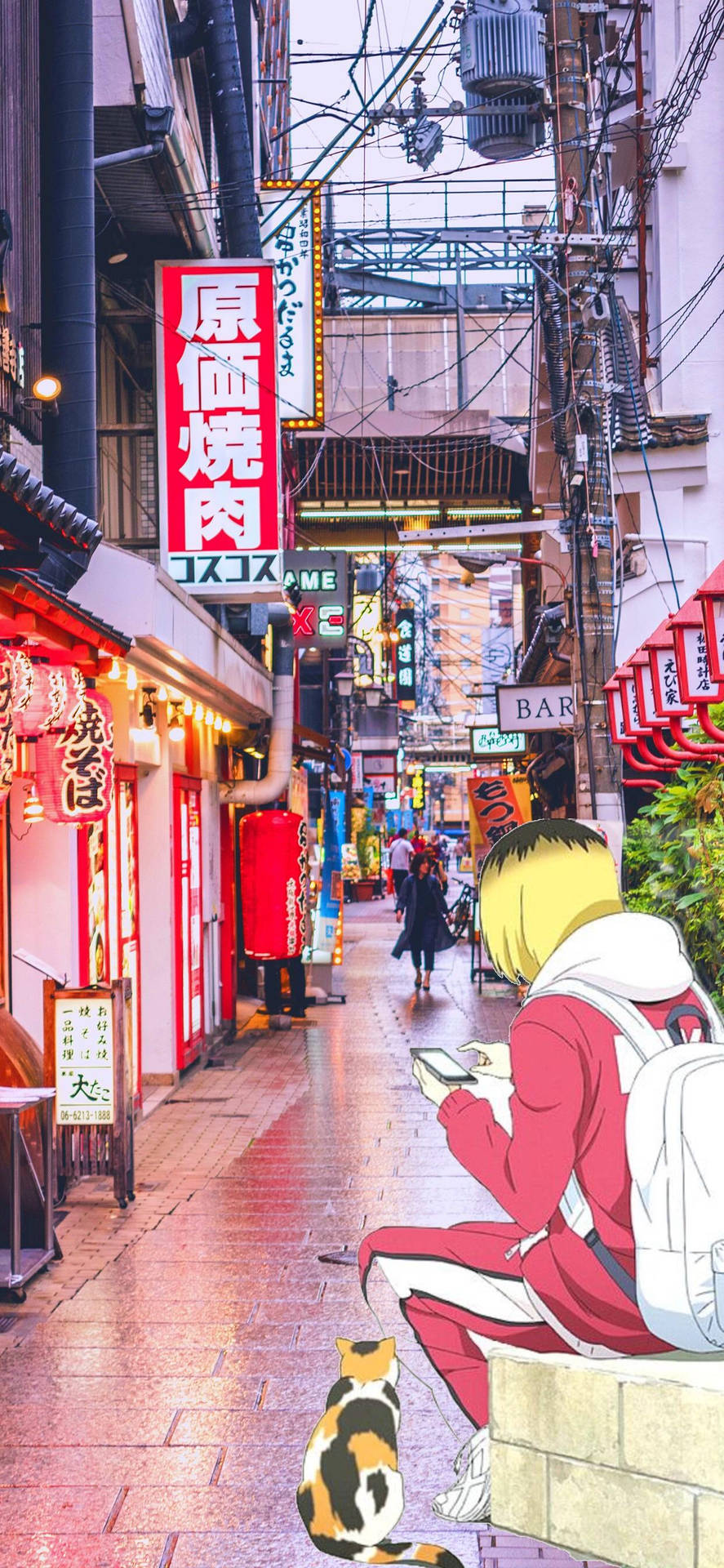 Kenma Kozume Exploring A Vibrant Market Alley Background