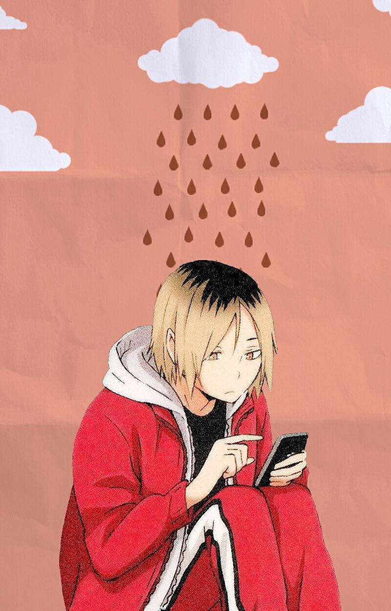 Kenma Kozume Somber Rain Digital Art Background