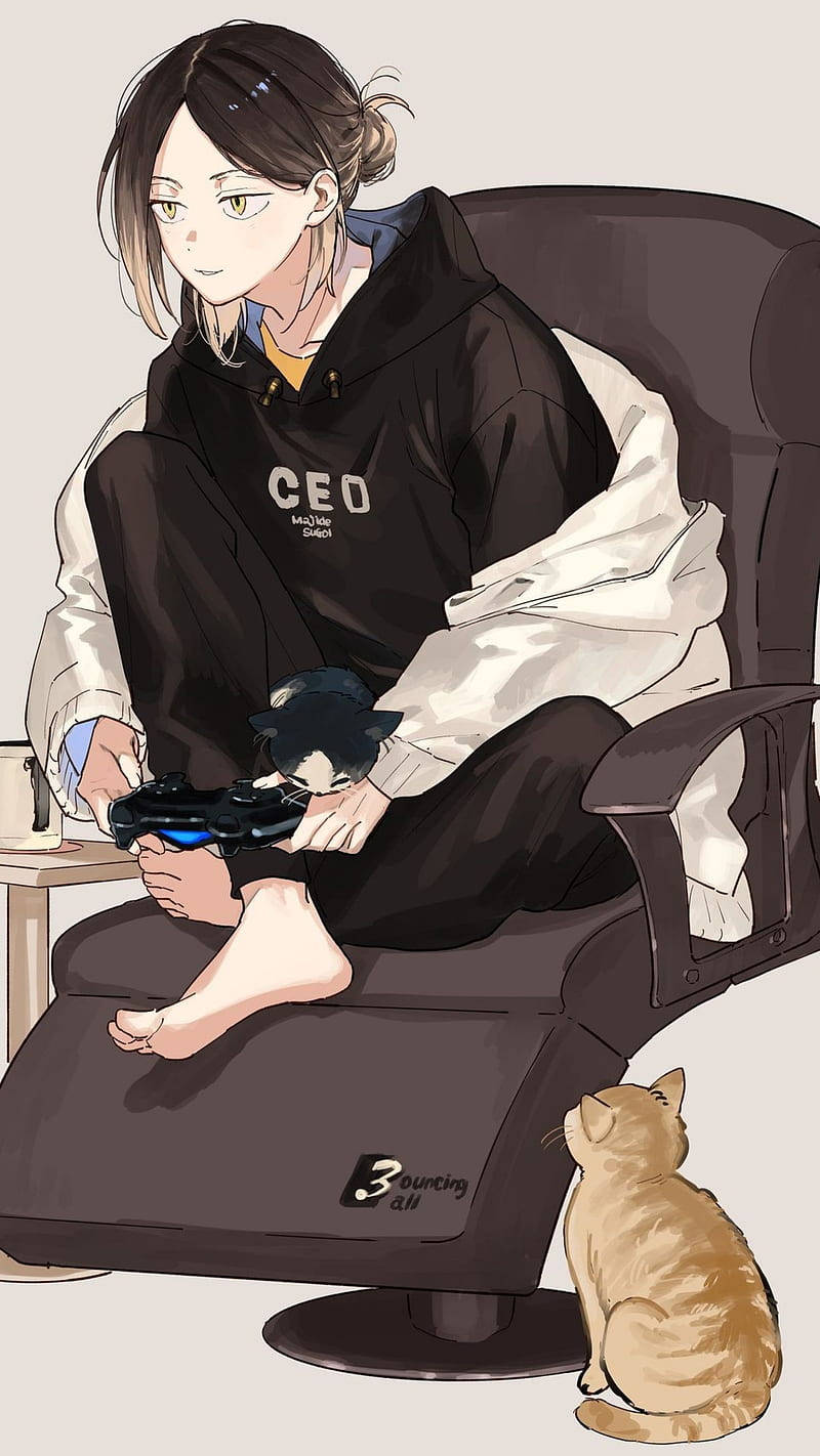 Kenma Playing Video Games Background
