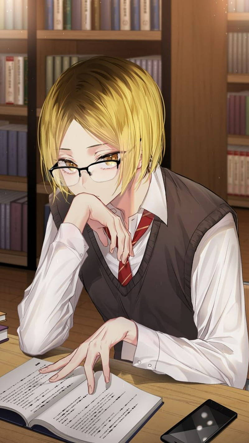 Kenma Studying In The Library