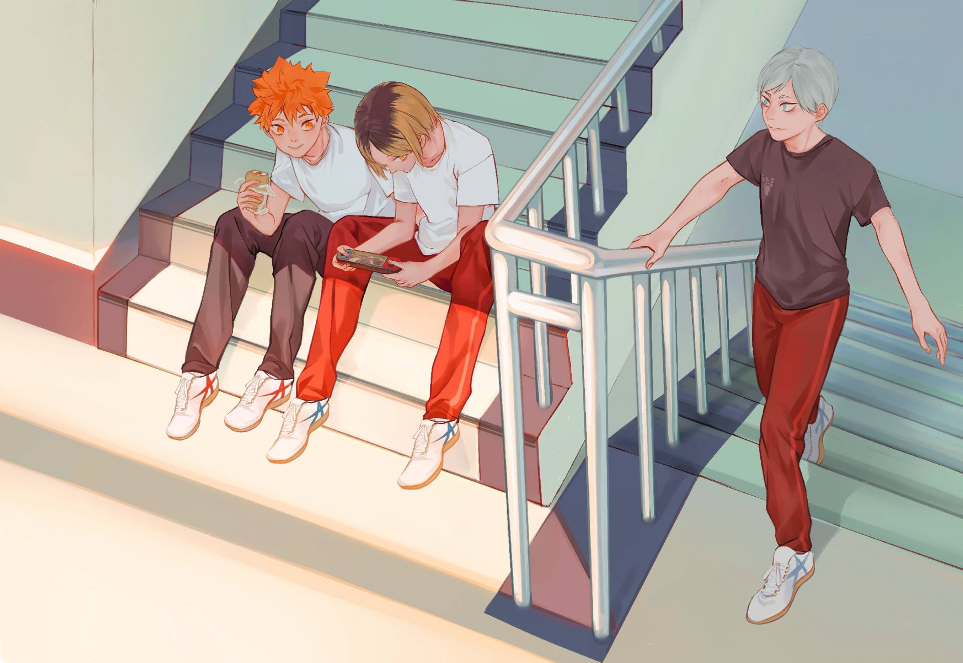 Kenma With Hinata And Lev Background