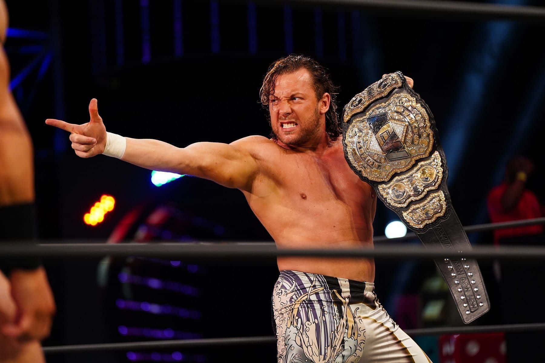 Kenny Omega Signature Pose Aew Championship Belt Background