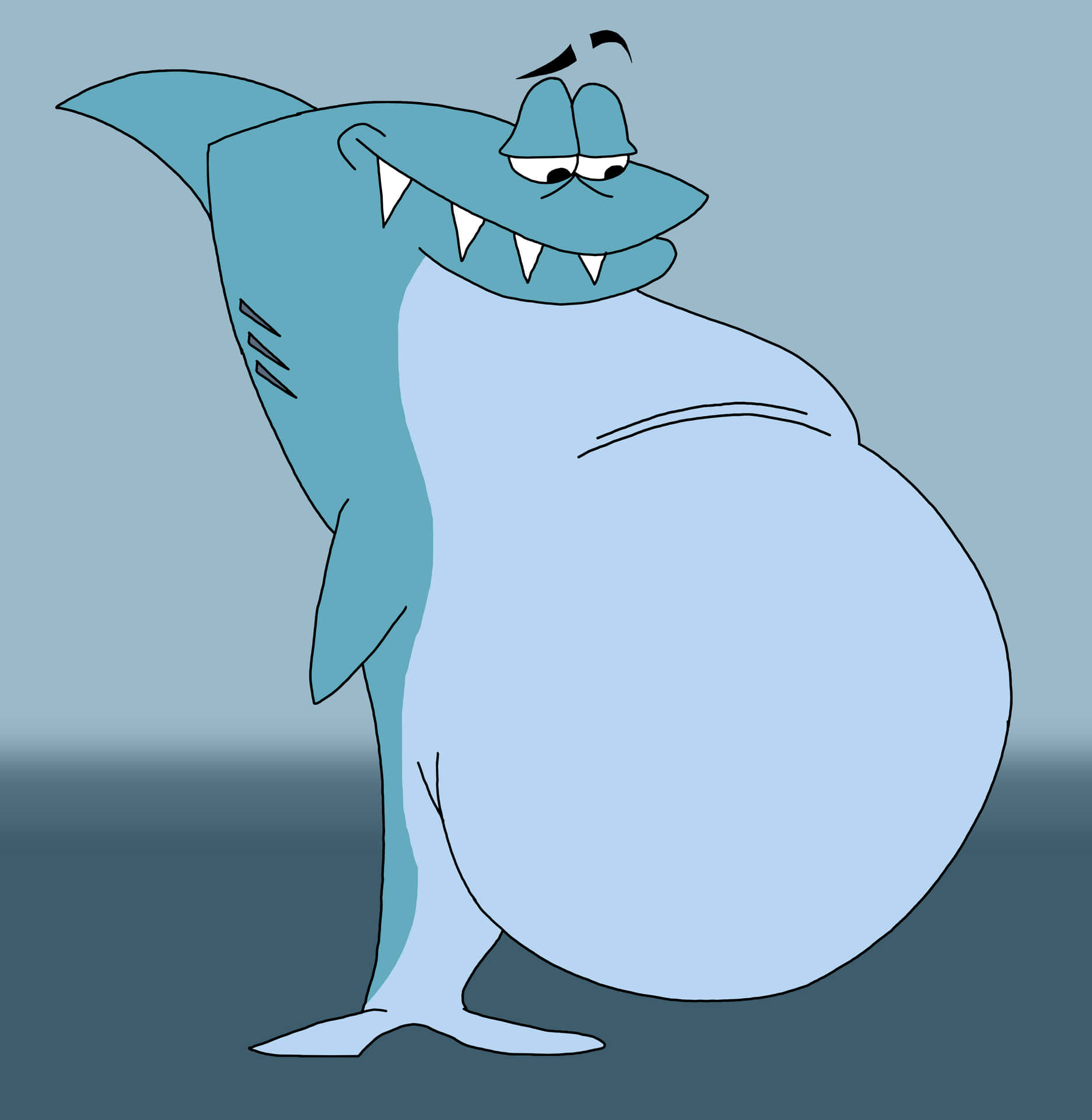 Kenny The Shark Swimming Joyfully Background