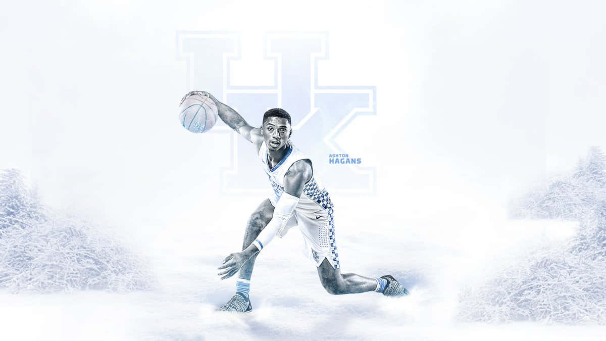Kentucky Wildcats Basketball Player In The Snow Background