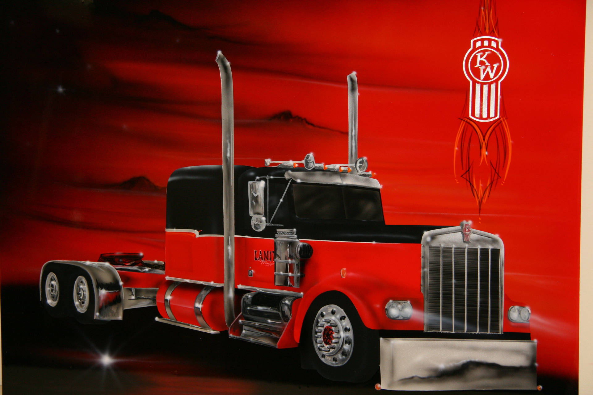 Kenworth Black And Red Truck Background