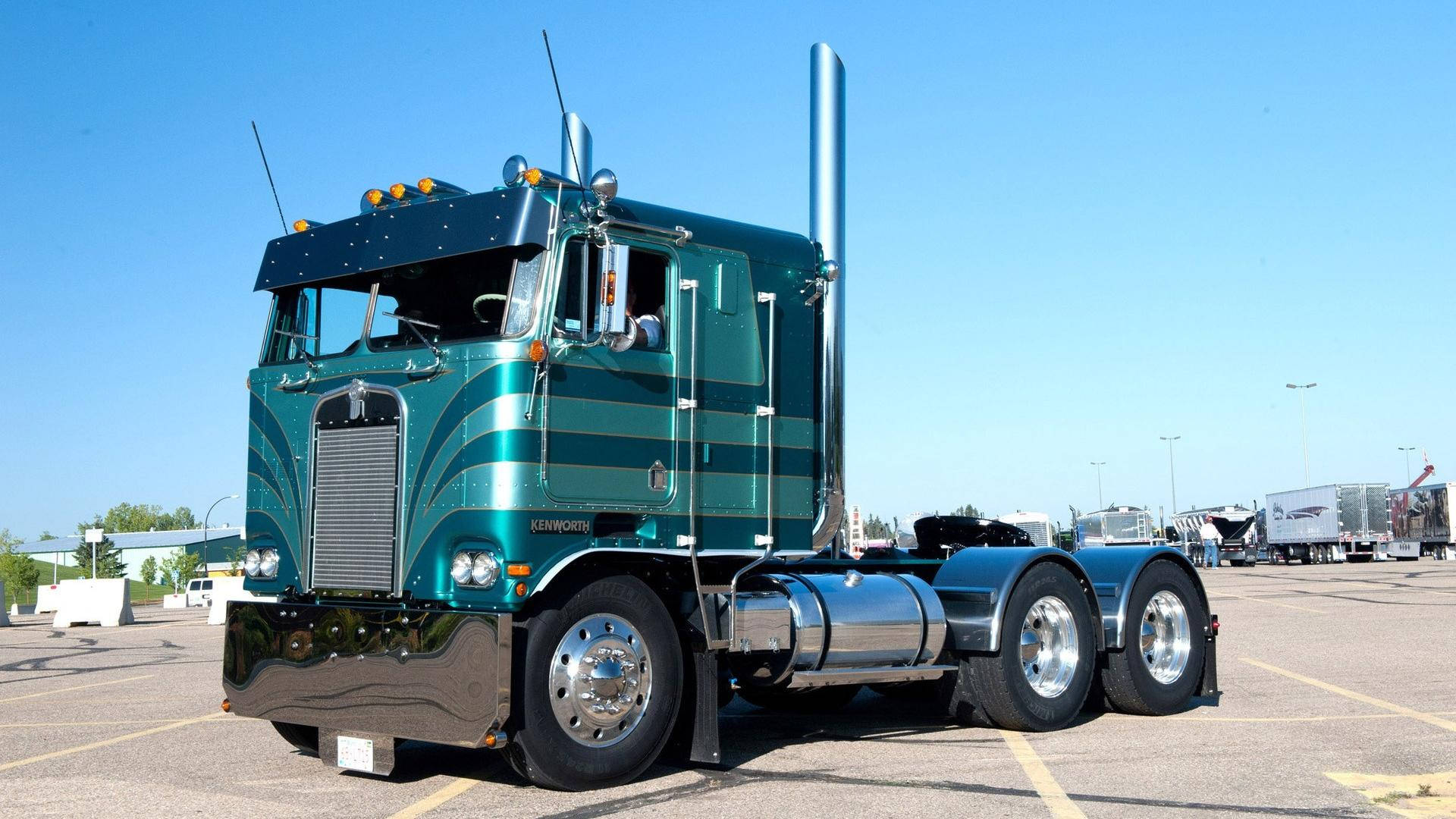 Kenworth Metallic Green Truck Background