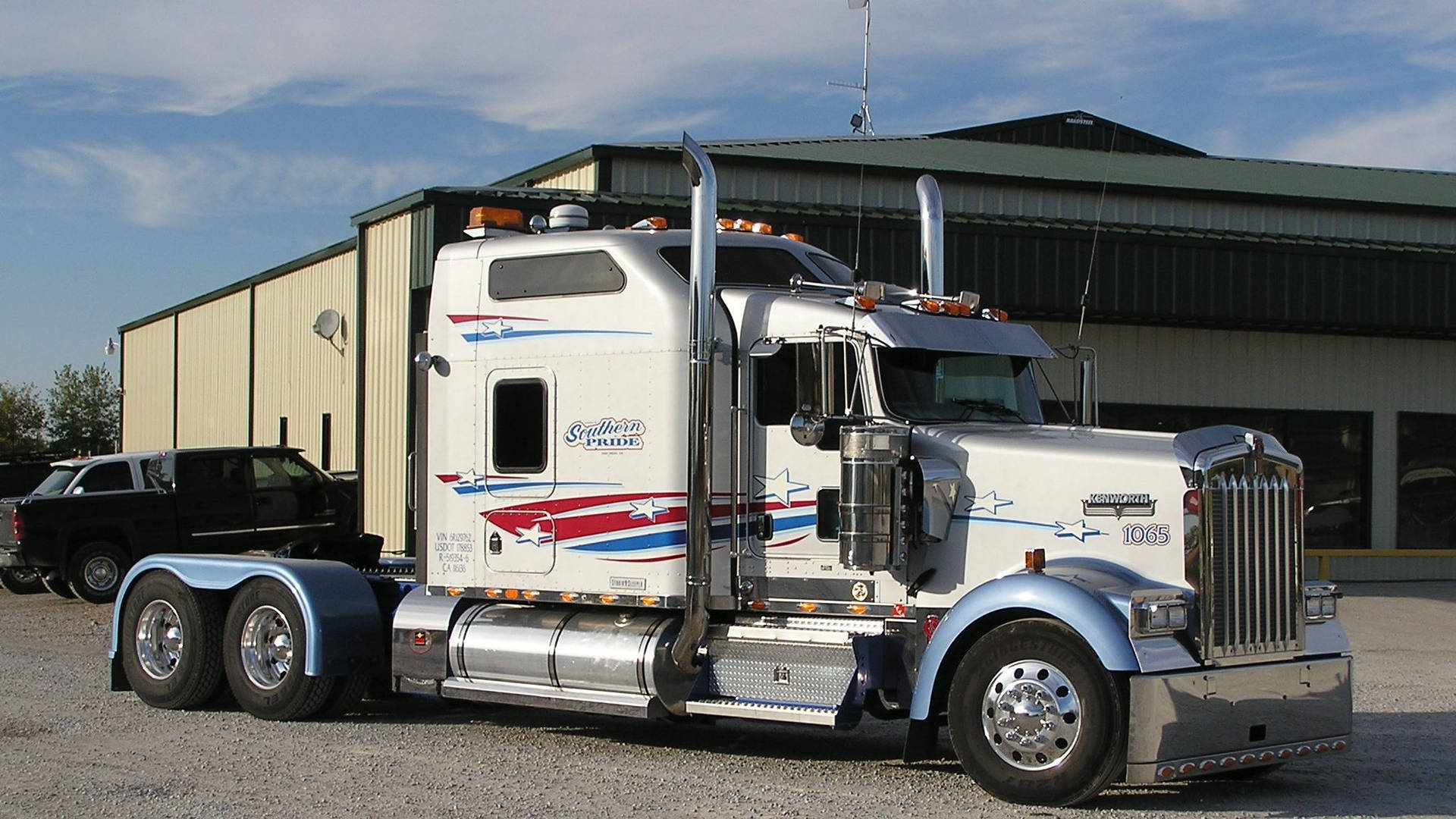 Kenworth Truck With Us Flag Background