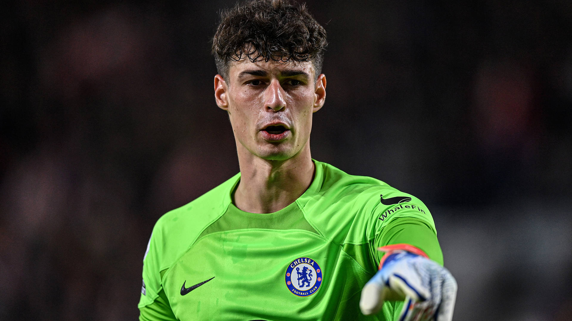 Kepa Arrizabalaga In Green Jersey Background