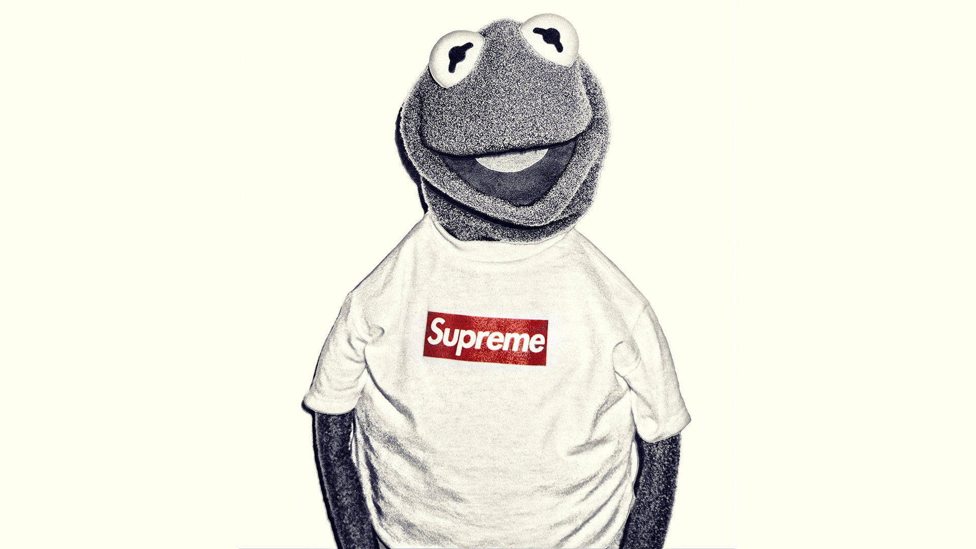 Kermit The Frog Sporting Supreme On A Laptop Background