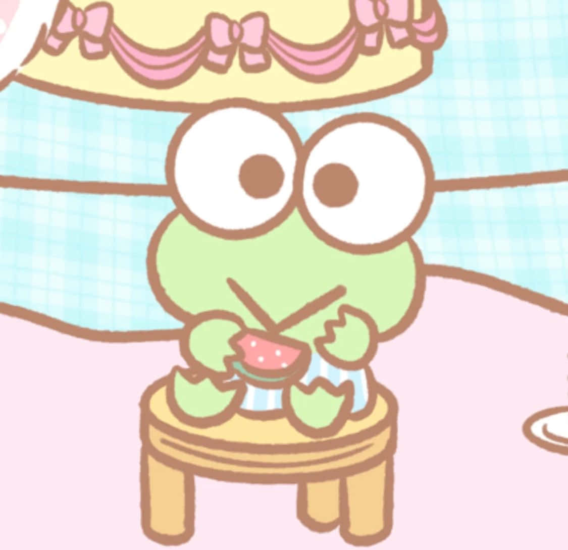 Keroppi Eating Watermelon Sanrio Pfp Background