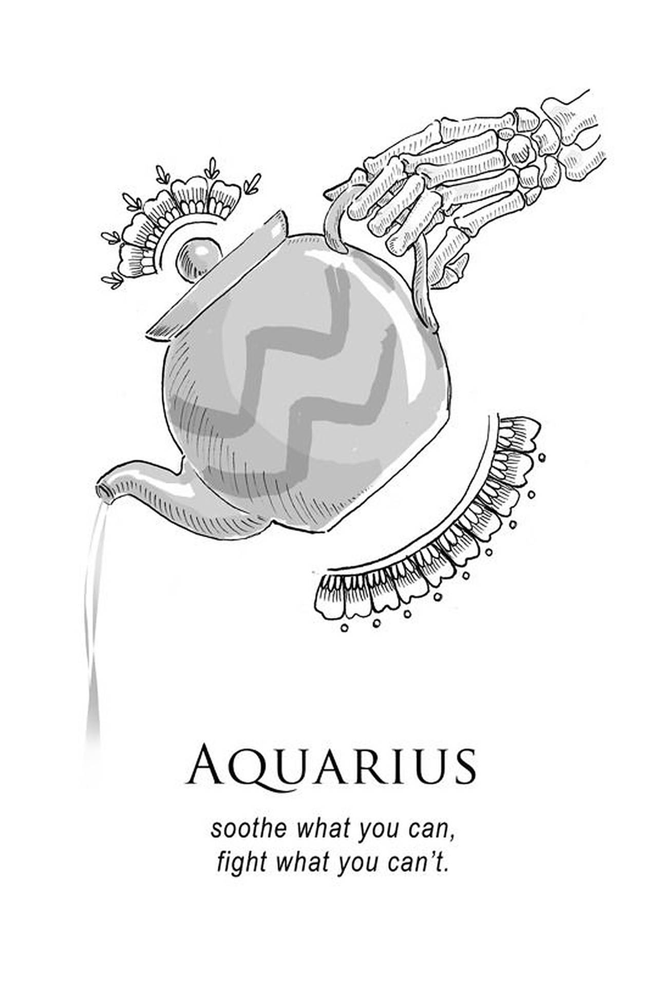 Kettle Aquarius Zodiac Design Background