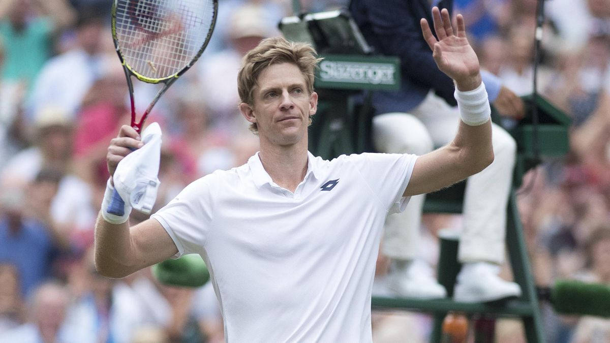 Kevin Anderson In Action On The Tennis Court Background